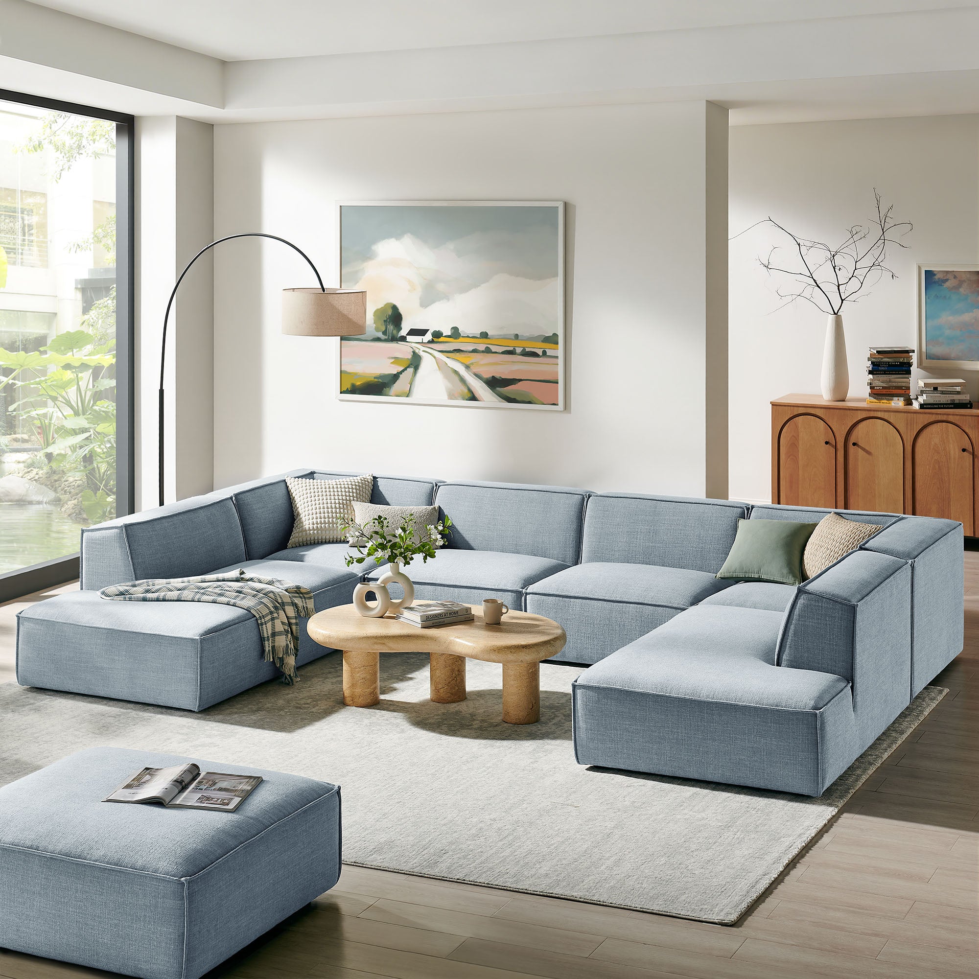 Modway EEI-7415 Restore 6-Piece Performance Fabric Upholstered U-Shaped Sectional Sofa
