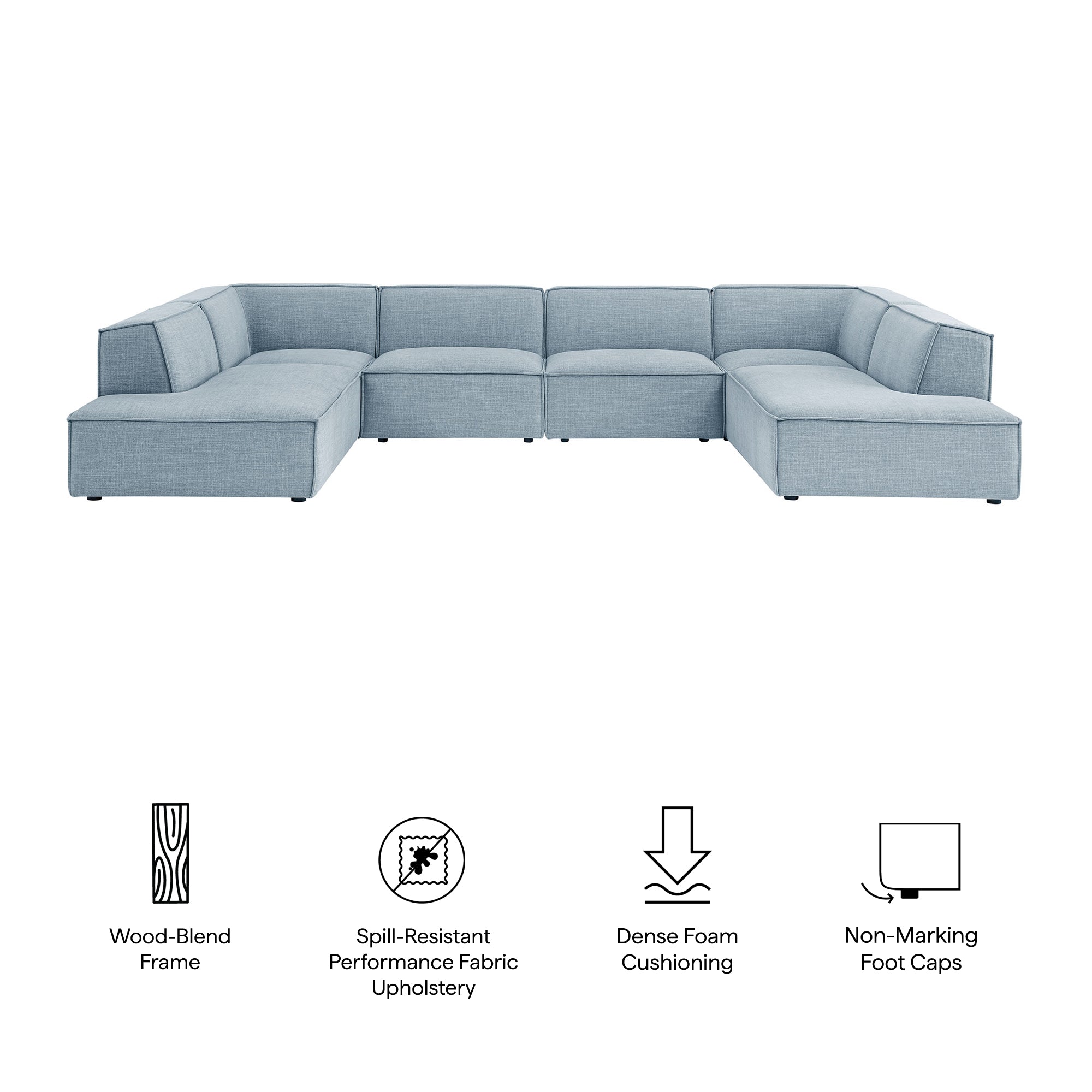 Modway EEI-7415 Restore 6-Piece Performance Fabric Upholstered U-Shaped Sectional Sofa
