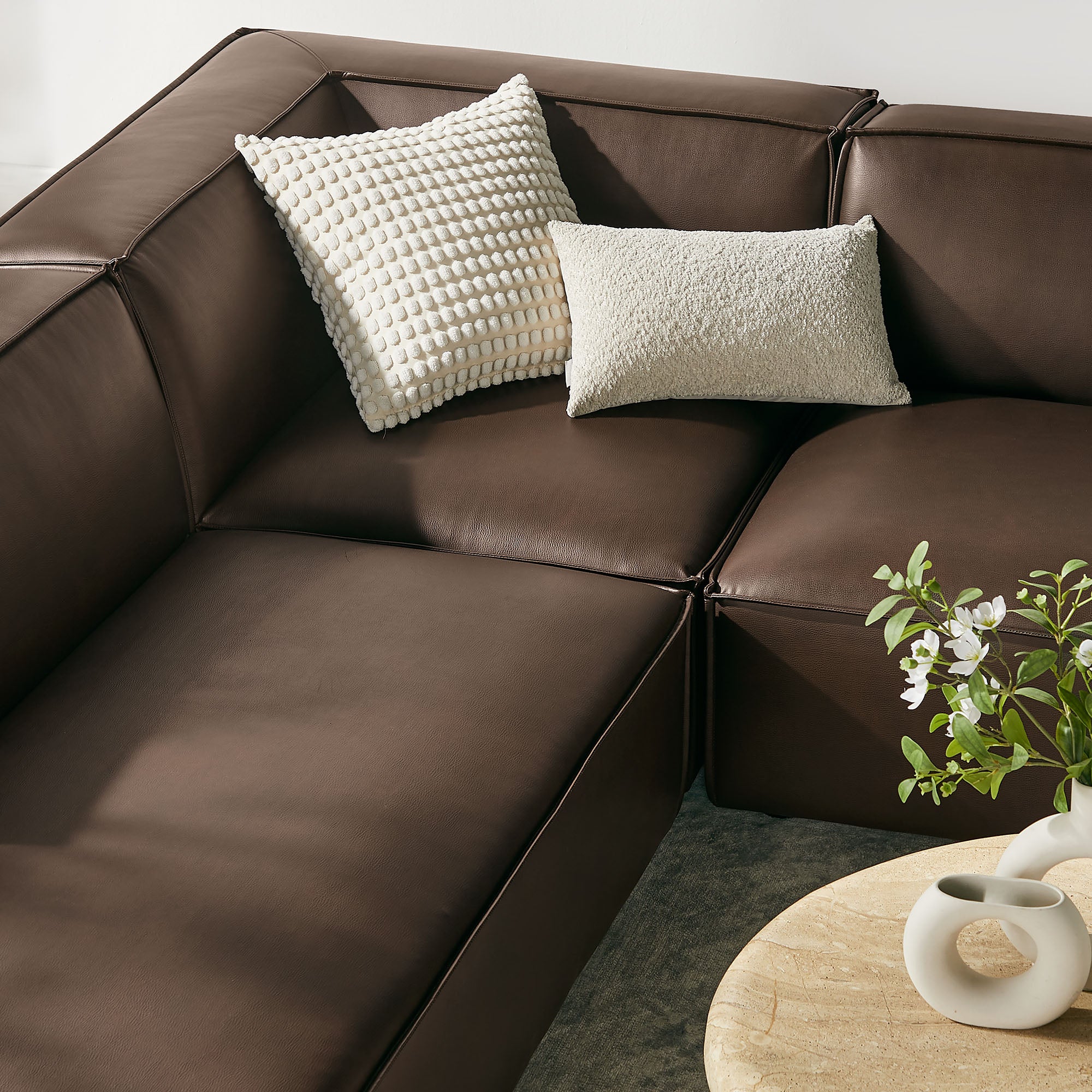 Modway EEI-7416 Restore 6-Piece Vegan Leather U-Shaped Armless Sectional Sofa