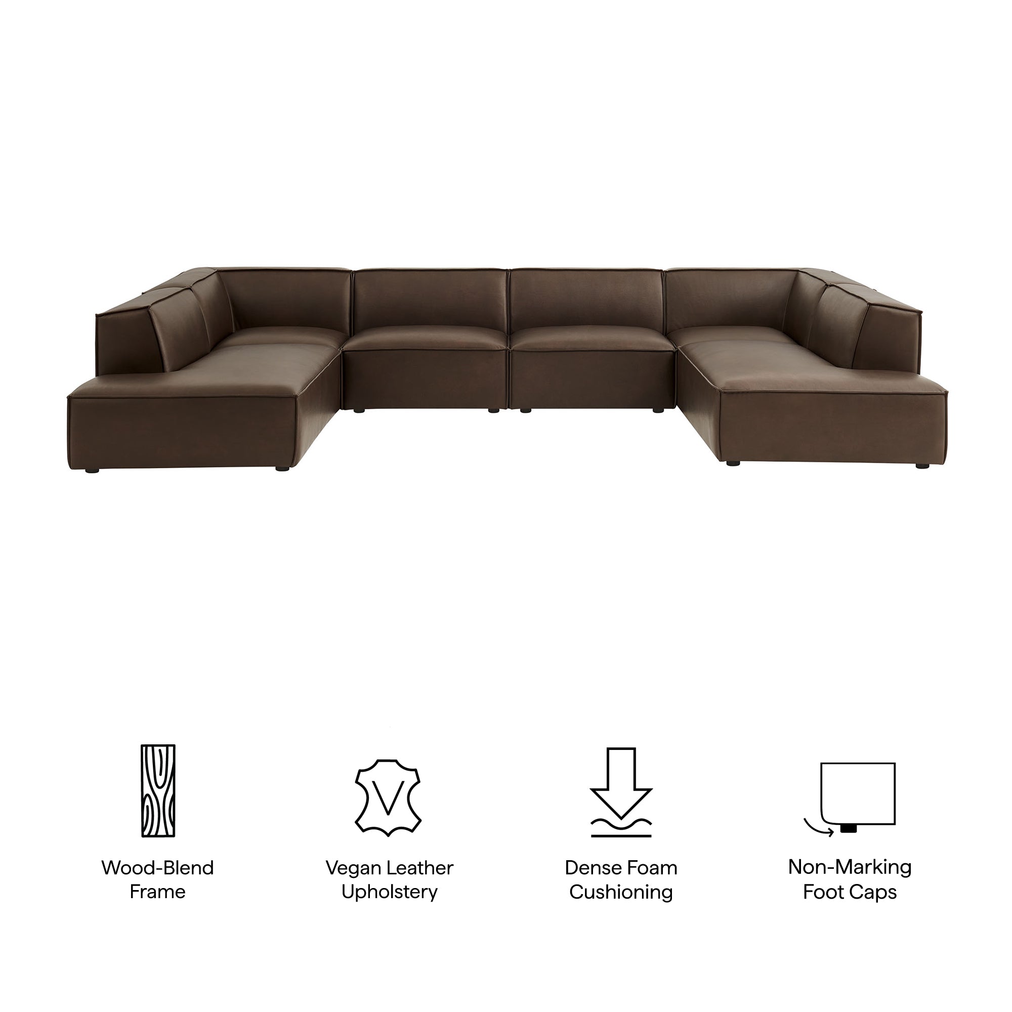 Modway EEI-7416 Restore 6-Piece Vegan Leather U-Shaped Armless Sectional Sofa