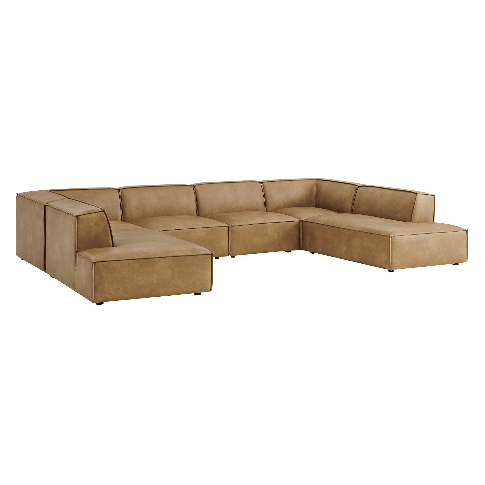Modway EEI-7416 Restore 6-Piece Vegan Leather U-Shaped Armless Sectional Sofa