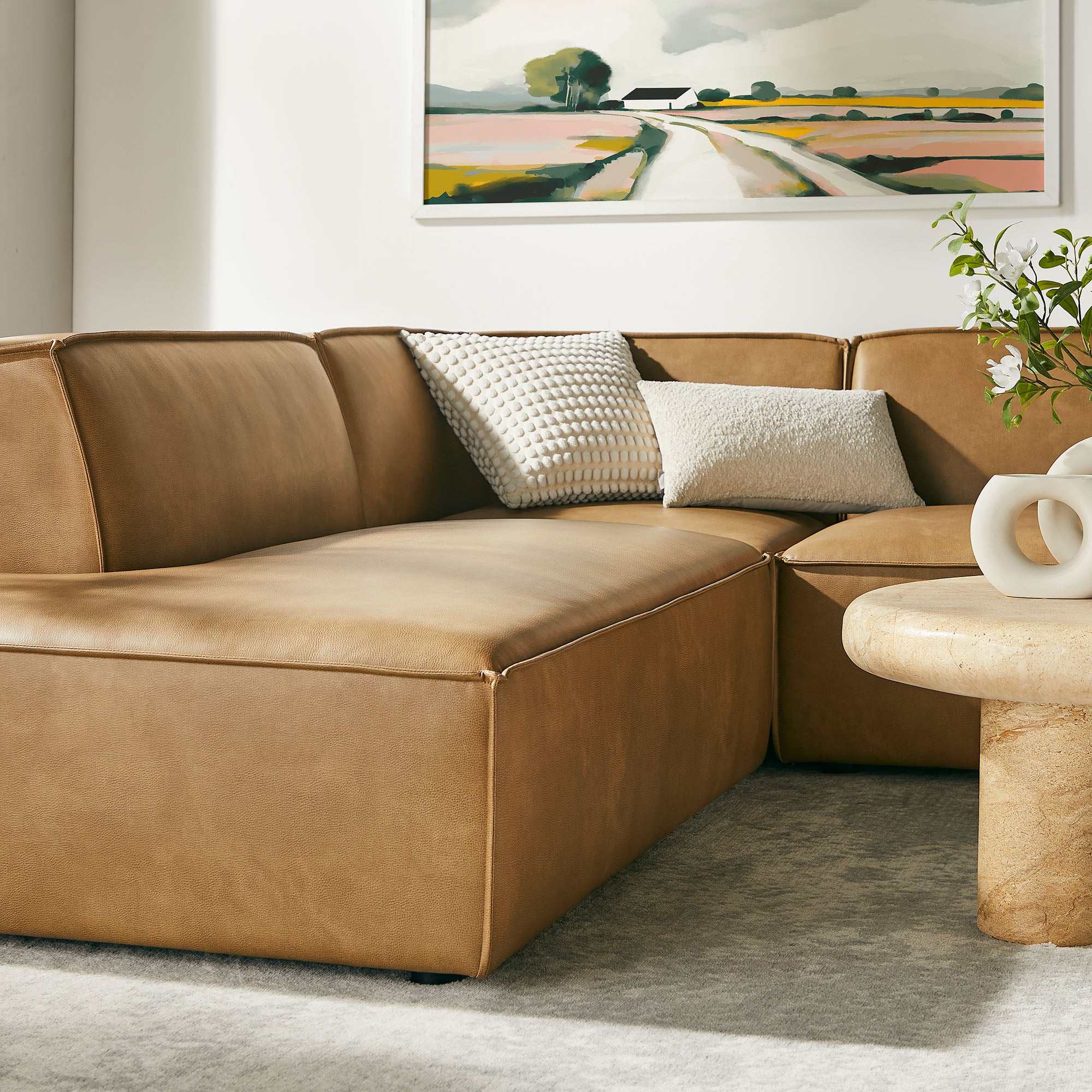 Modway EEI-7416 Restore 6-Piece Vegan Leather U-Shaped Armless Sectional Sofa