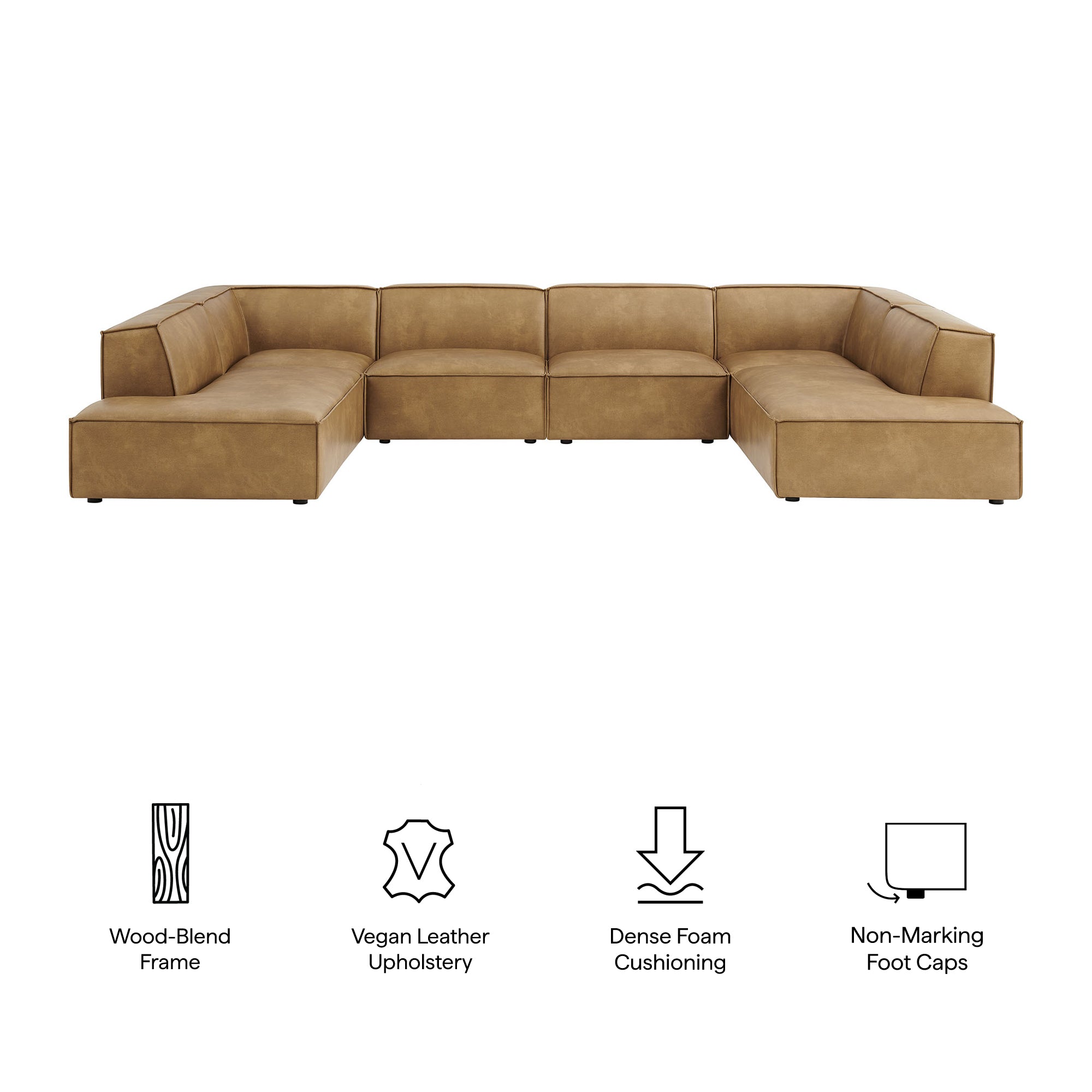 Modway EEI-7416 Restore 6-Piece Vegan Leather U-Shaped Armless Sectional Sofa