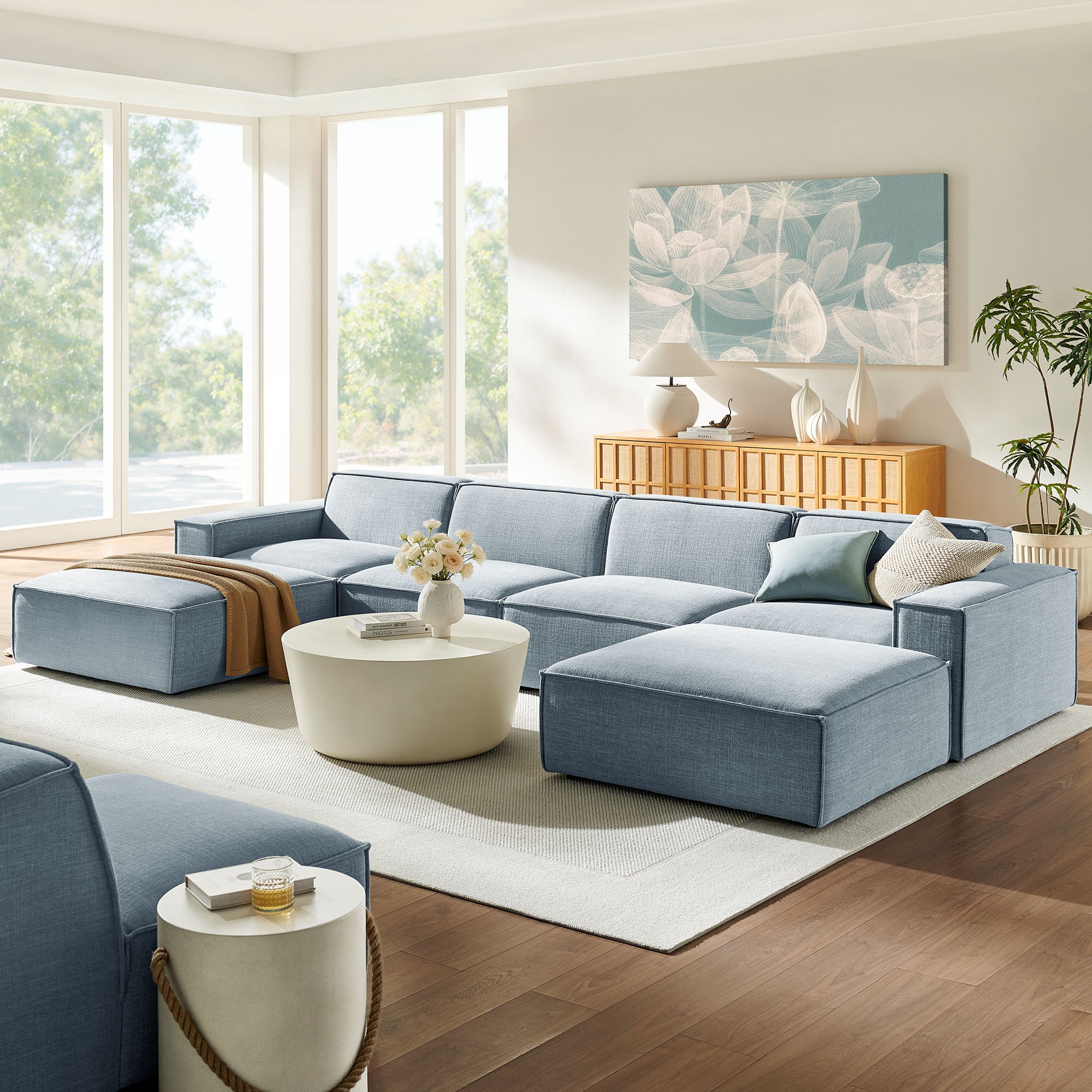 Modway EEI-7417 Restore 6-Piece Performance Fabric Upholstered Modular Sectional Sofa