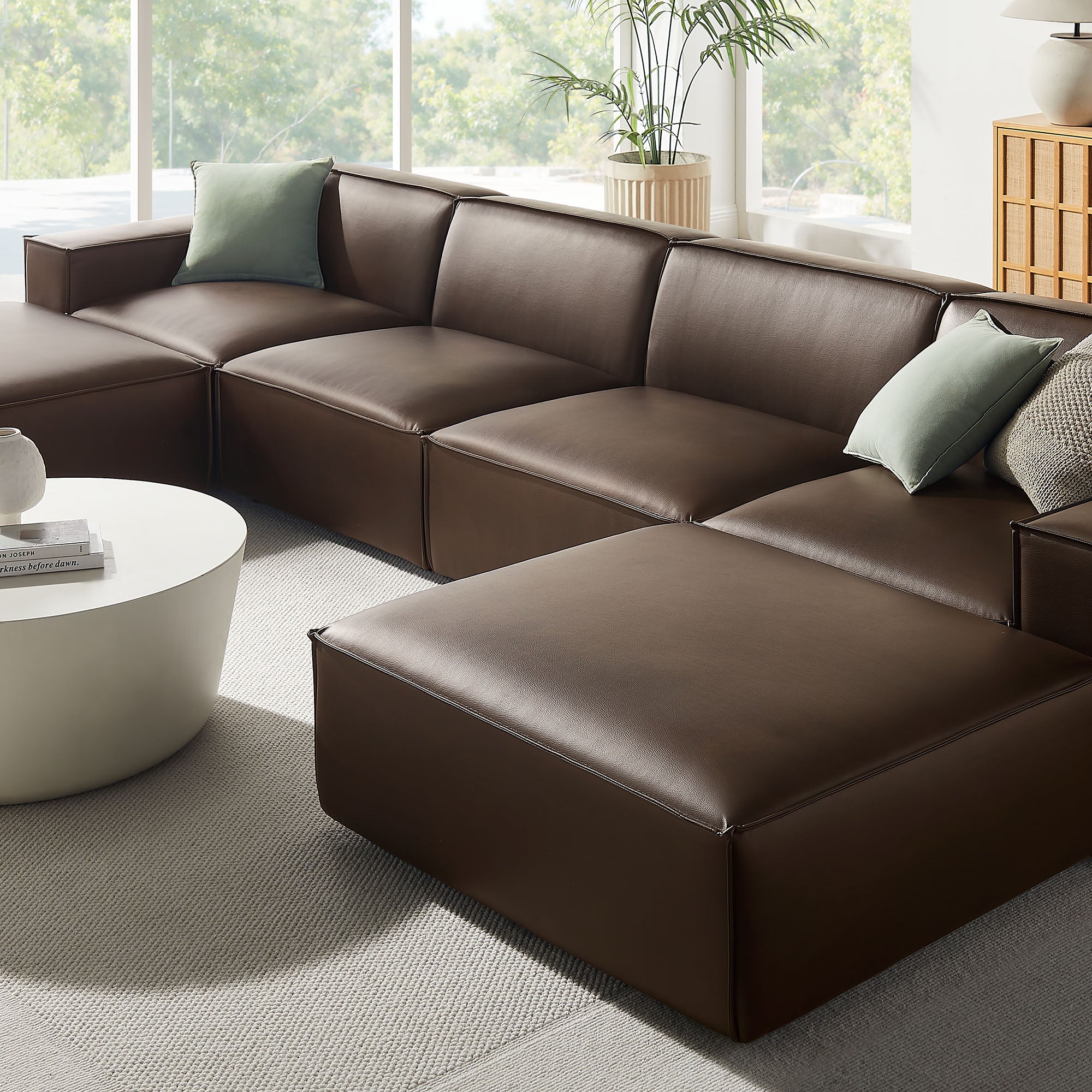 Modway EEI-7418 Restore 6-Piece Vegan Leather Modular Sectional Sofa
