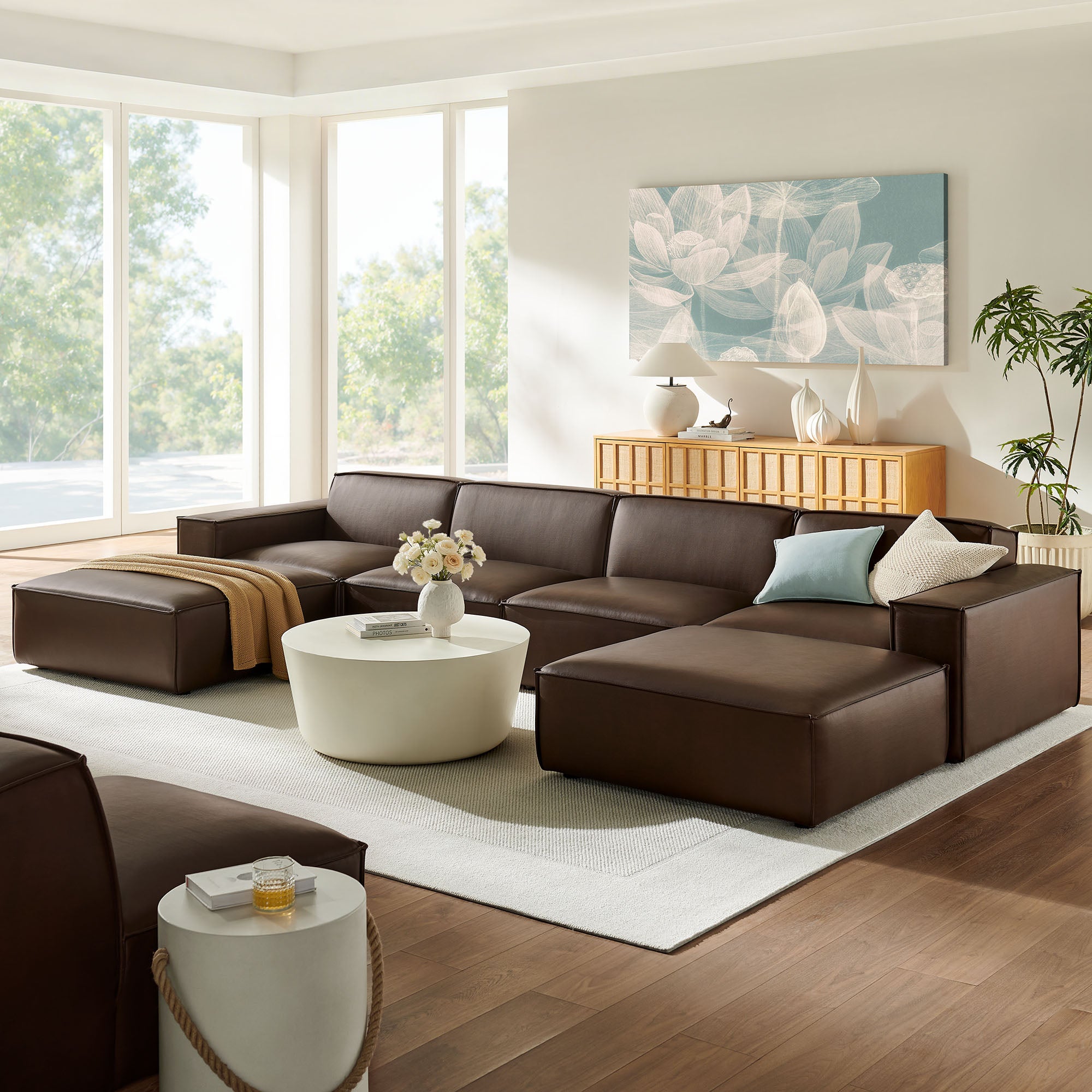 Modway EEI-7418 Restore 6-Piece Vegan Leather Modular Sectional Sofa