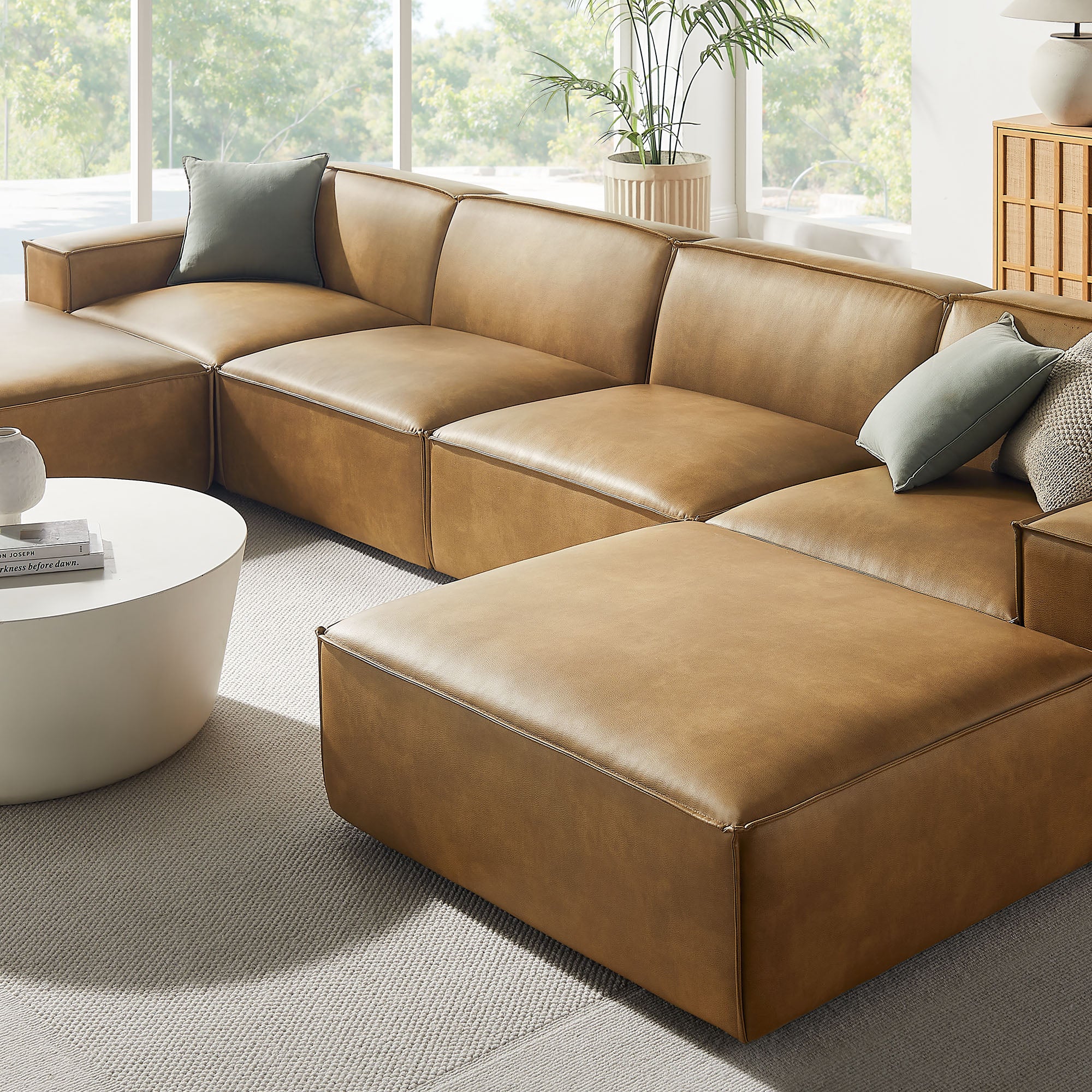 Modway EEI-7418 Restore 6-Piece Vegan Leather Modular Sectional Sofa