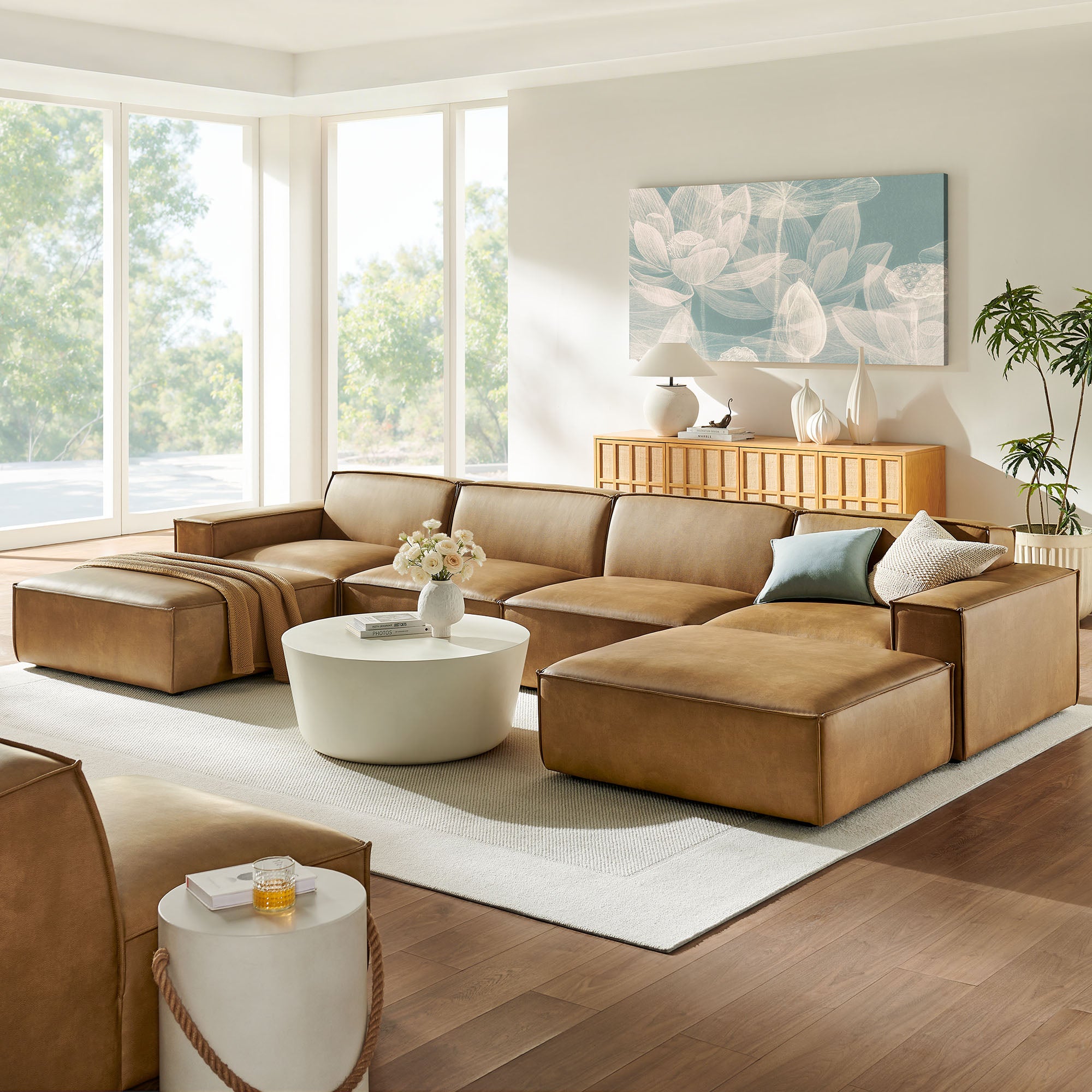 Modway EEI-7418 Restore 6-Piece Vegan Leather Modular Sectional Sofa