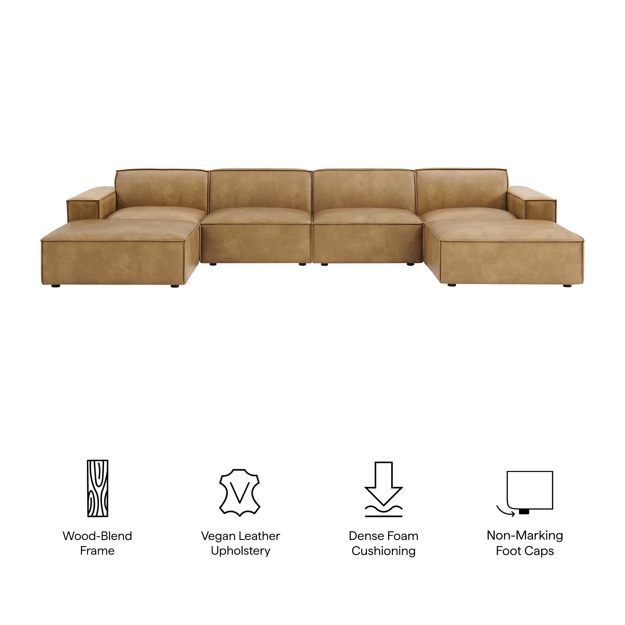 Modway EEI-7418 Restore 6-Piece Vegan Leather Modular Sectional Sofa