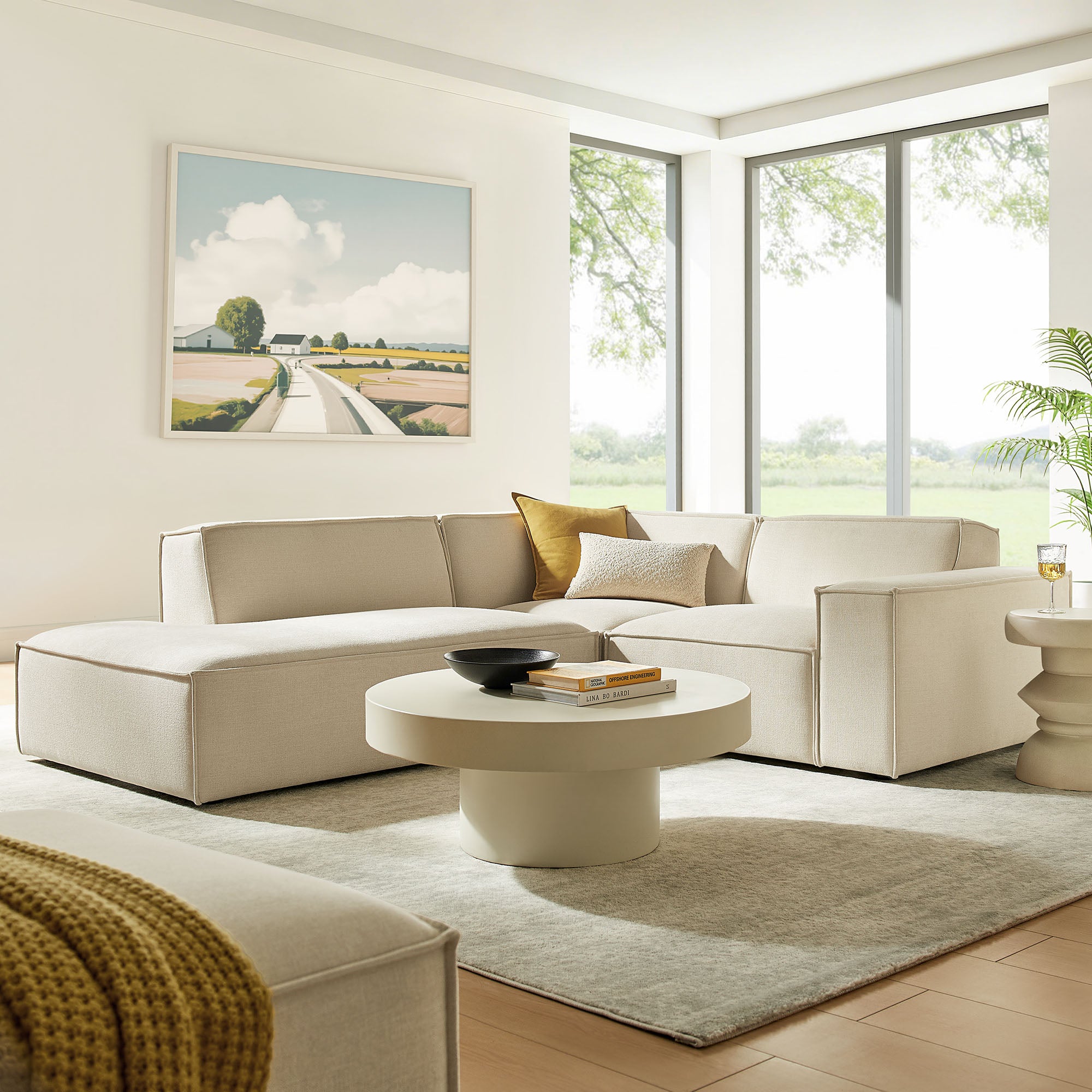 Modway EEI-7419 Restore 3-Piece Performance Fabric Upholstered Modular L-Shaped Sectional Sofa