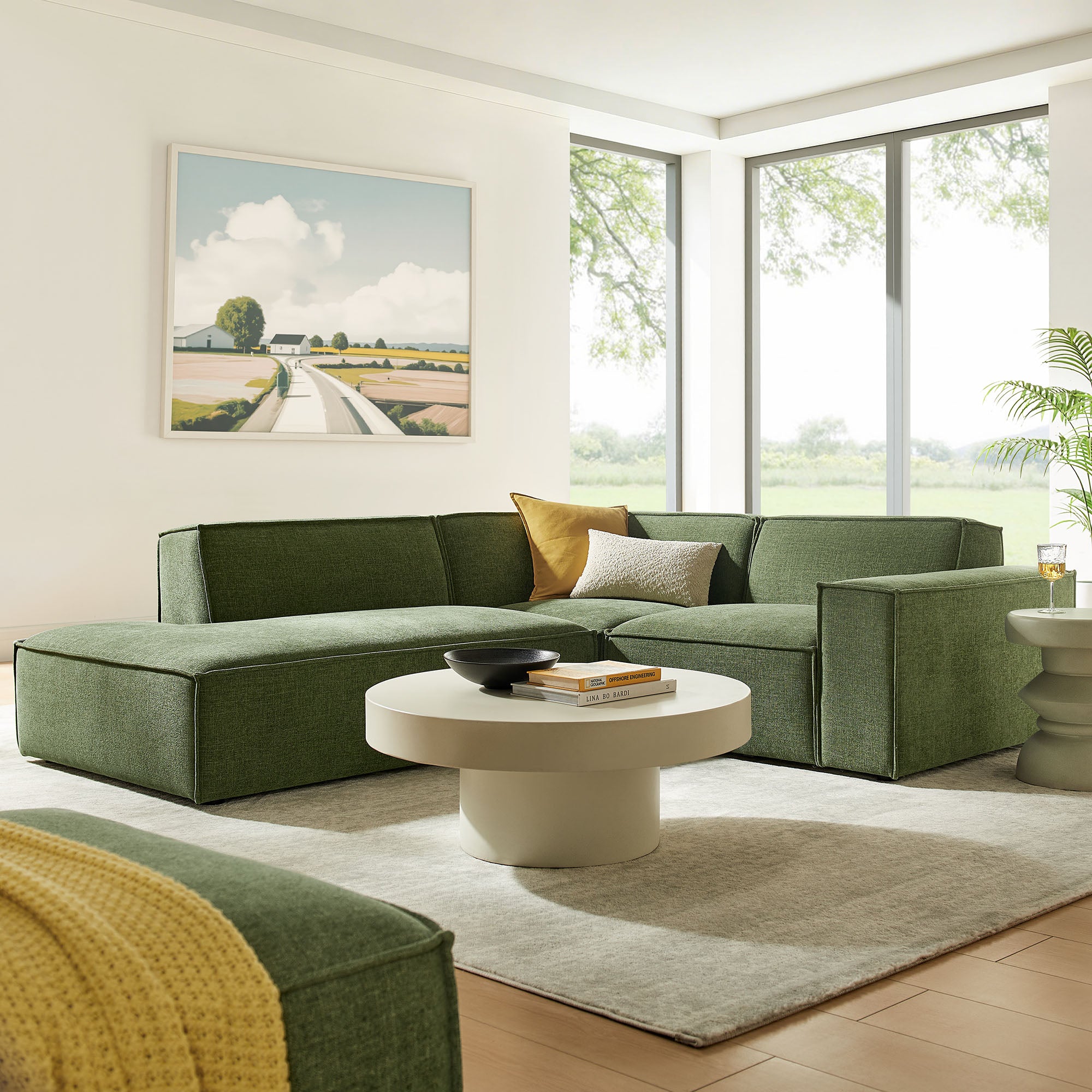 Modway EEI-7419 Restore 3-Piece Performance Fabric Upholstered Modular L-Shaped Sectional Sofa