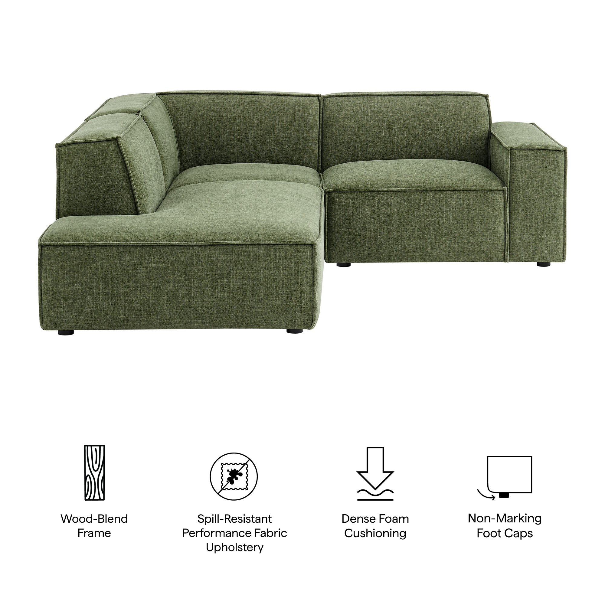 Modway EEI-7419 Restore 3-Piece Performance Fabric Upholstered Modular L-Shaped Sectional Sofa