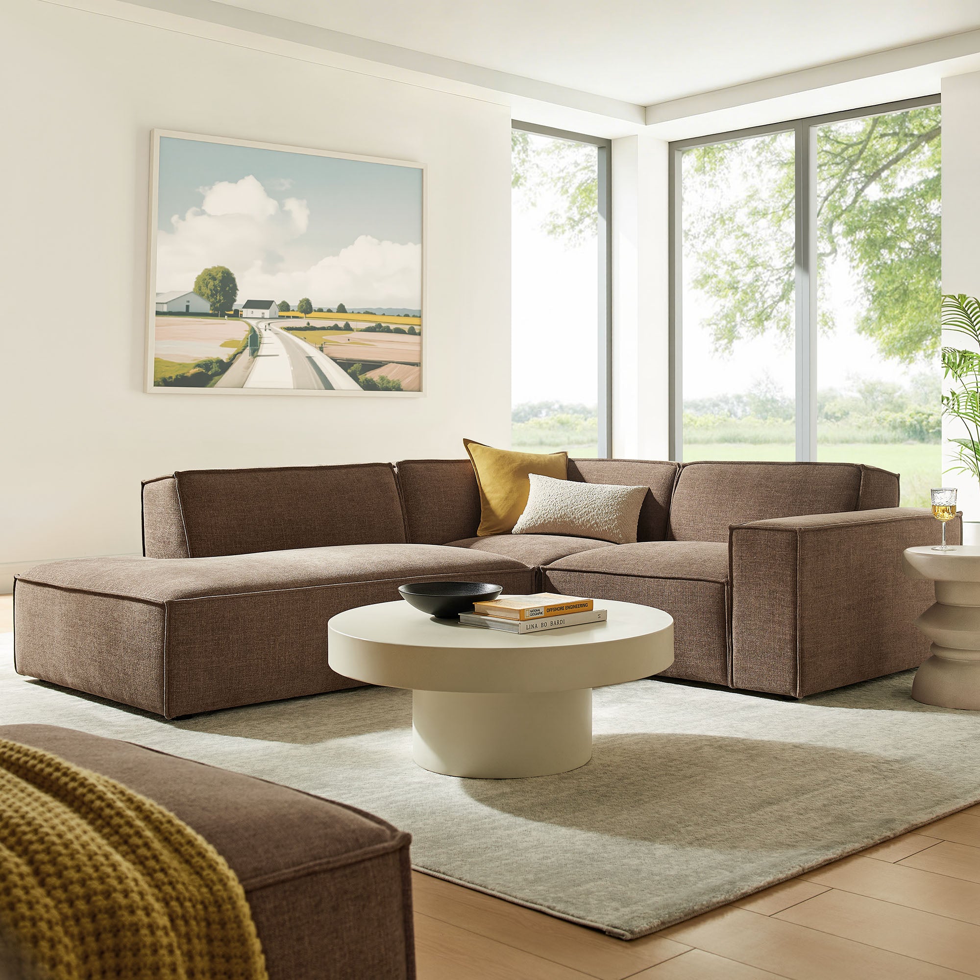 Modway EEI-7419 Restore 3-Piece Performance Fabric Upholstered Modular L-Shaped Sectional Sofa