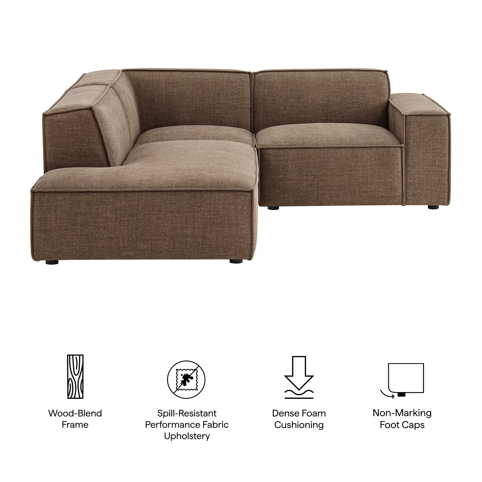 Modway EEI-7419 Restore 3-Piece Performance Fabric Upholstered Modular L-Shaped Sectional Sofa