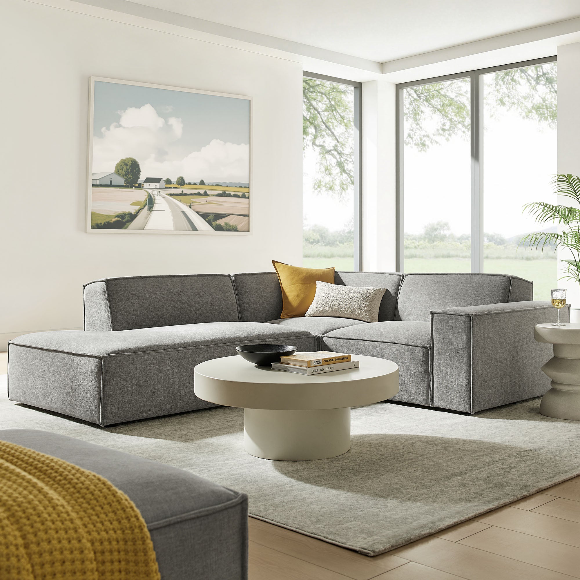 Modway EEI-7419 Restore 3-Piece Performance Fabric Upholstered Modular L-Shaped Sectional Sofa