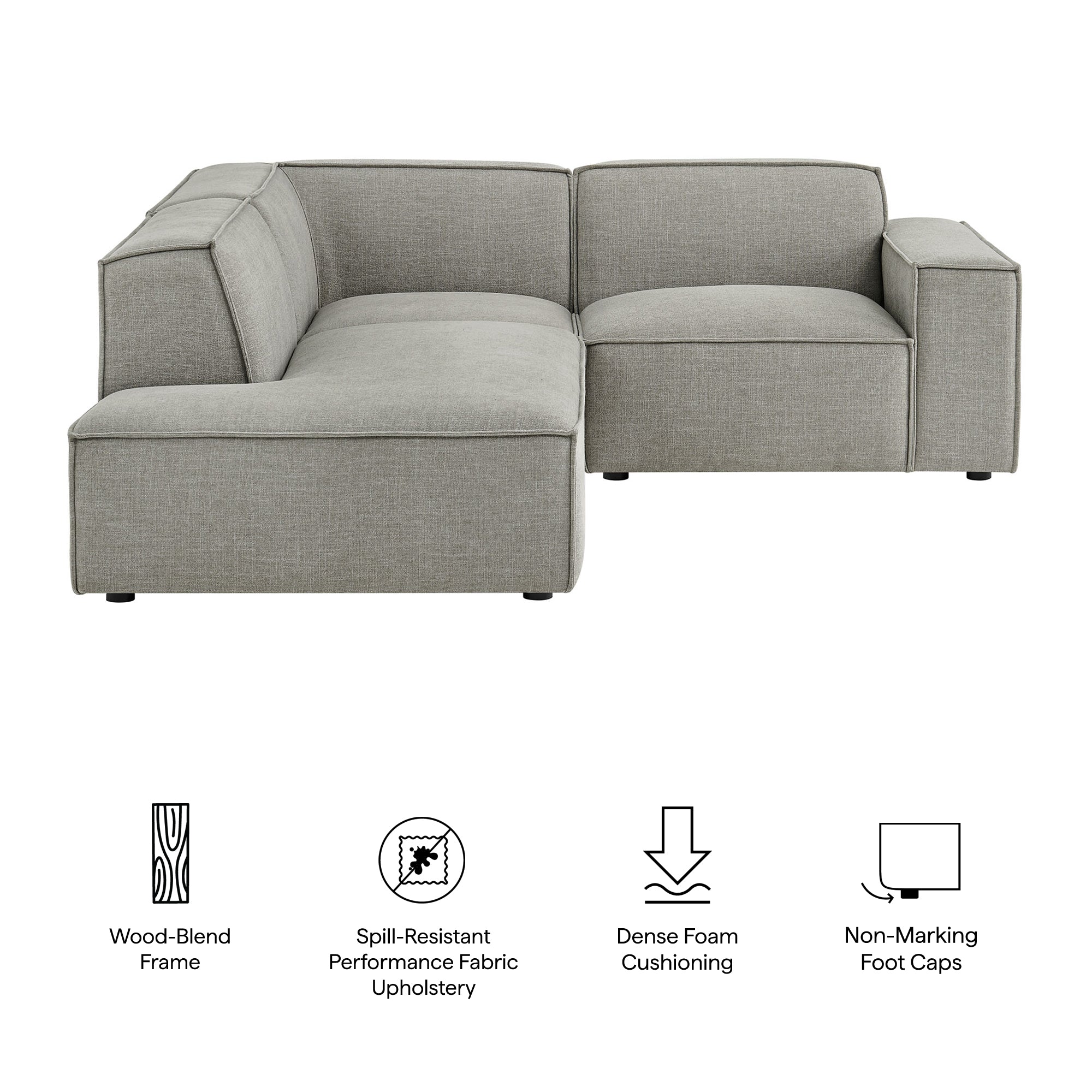 Modway EEI-7419 Restore 3-Piece Performance Fabric Upholstered Modular L-Shaped Sectional Sofa