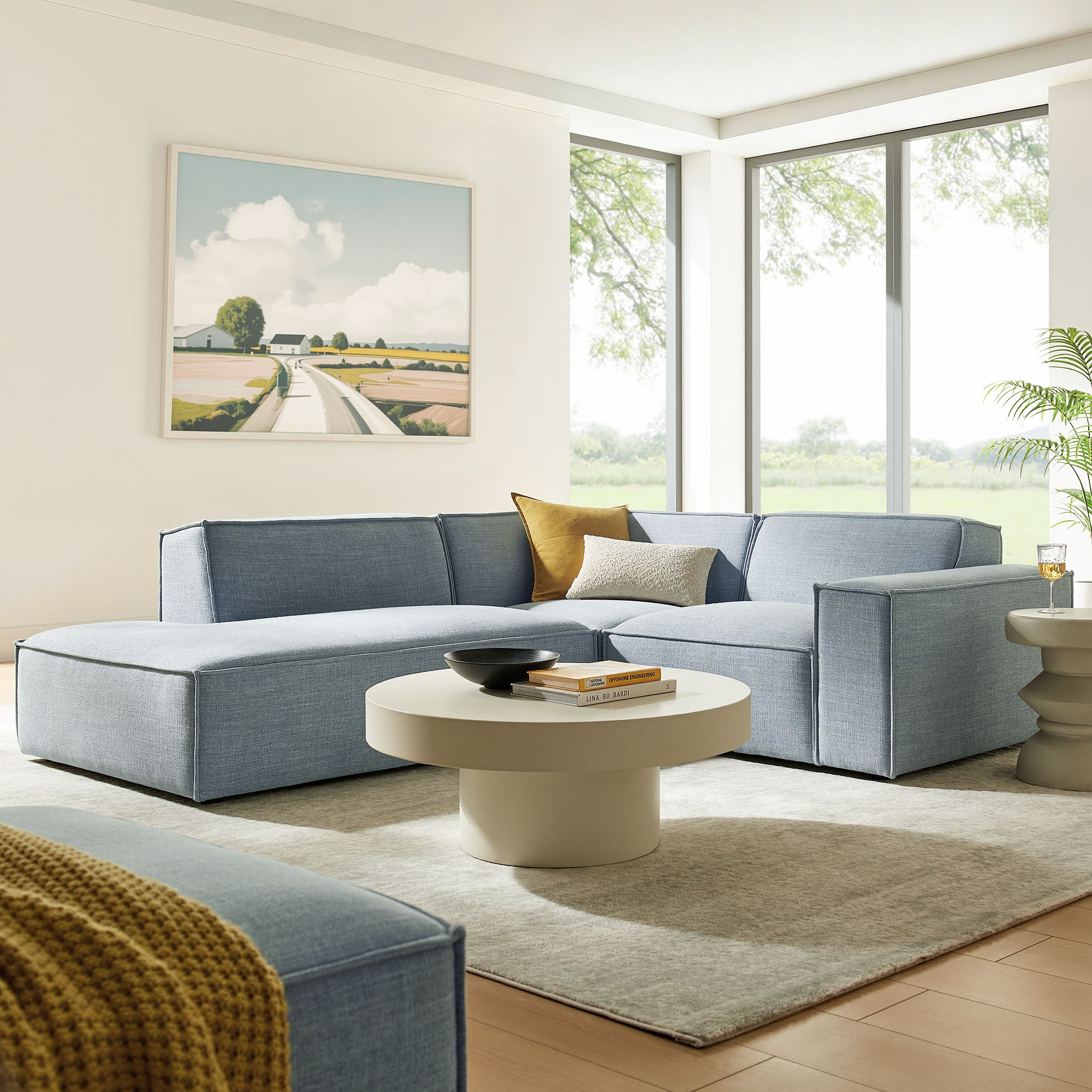 Modway EEI-7419 Restore 3-Piece Performance Fabric Upholstered Modular L-Shaped Sectional Sofa