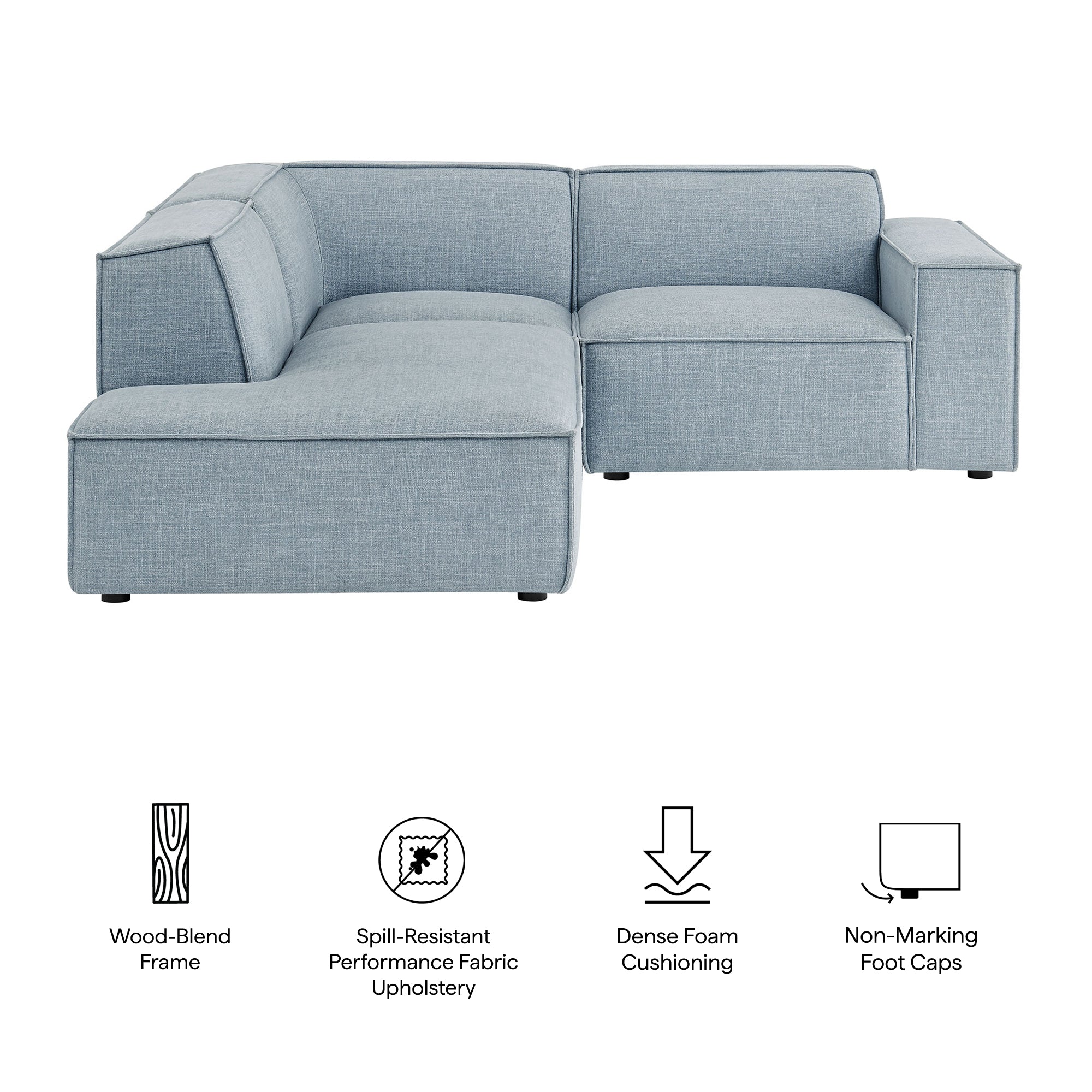Modway EEI-7419 Restore 3-Piece Performance Fabric Upholstered Modular L-Shaped Sectional Sofa