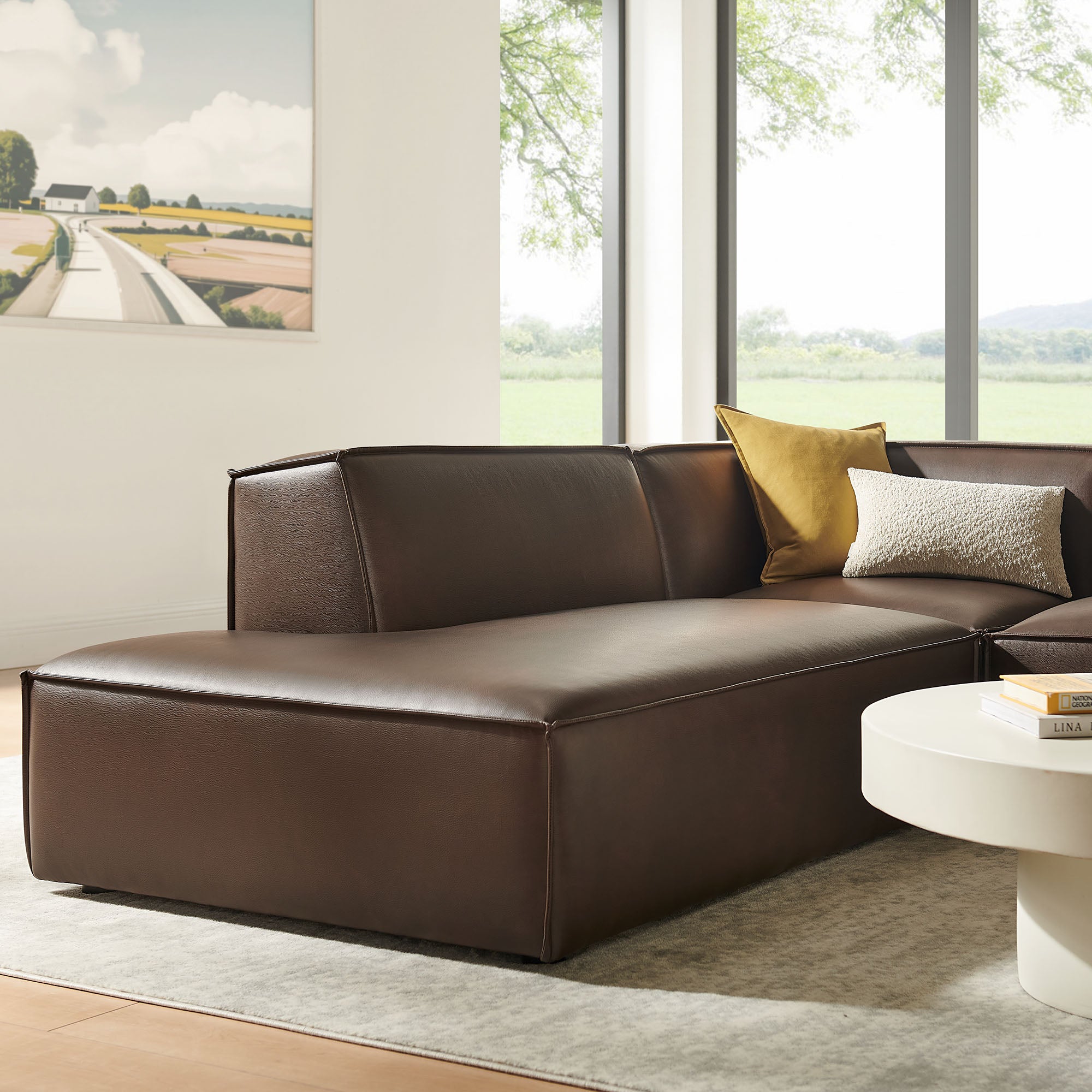 Modway EEI-7420 Restore 3-Piece Vegan Leather Modular L-Shaped Sectional Sofa
