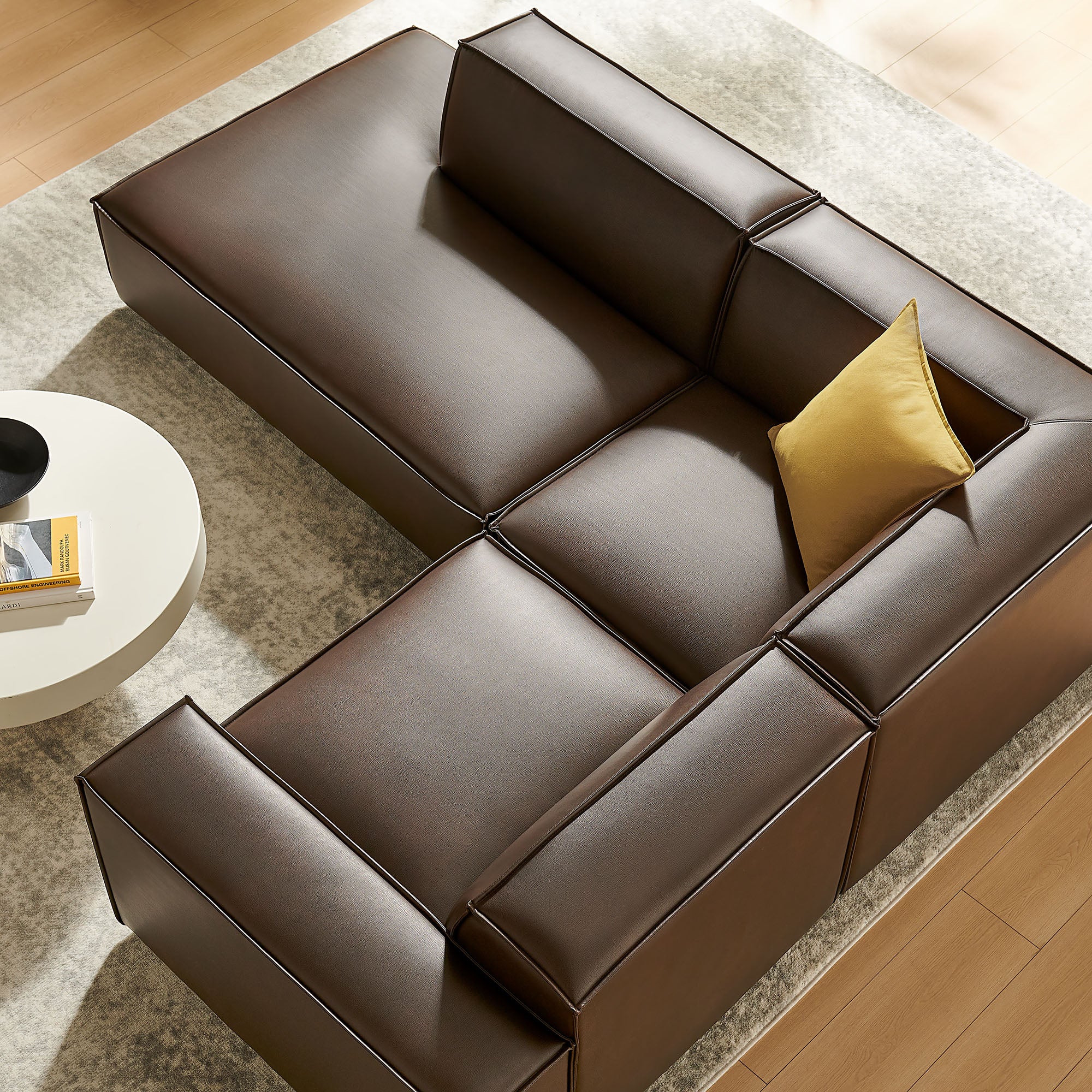 Modway EEI-7420 Restore 3-Piece Vegan Leather Modular L-Shaped Sectional Sofa