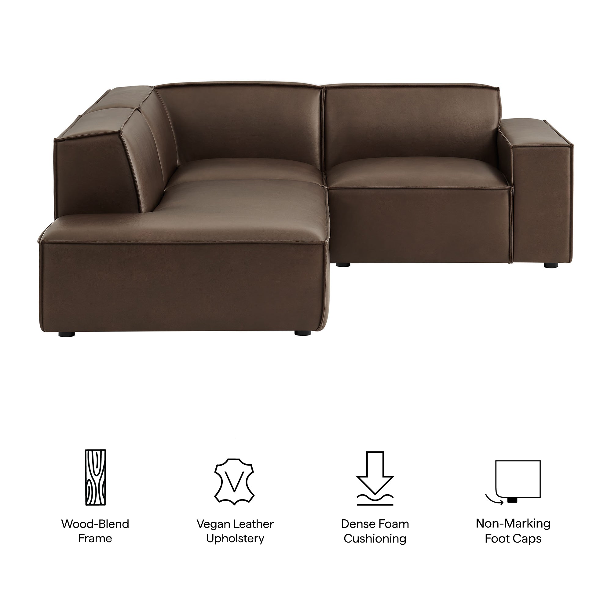 Modway EEI-7420 Restore 3-Piece Vegan Leather Modular L-Shaped Sectional Sofa