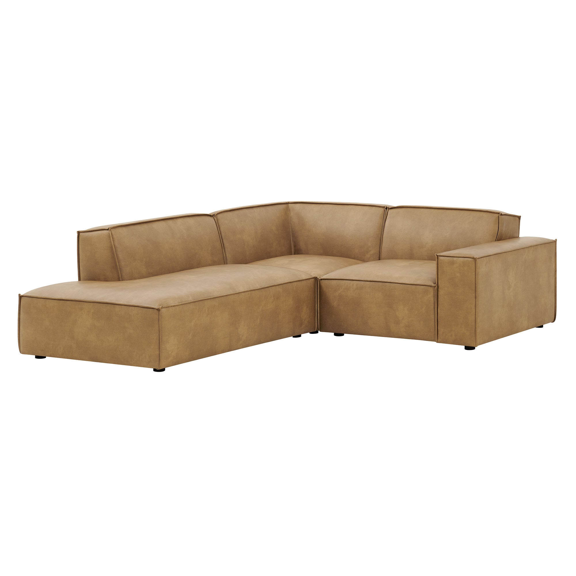Modway EEI-7420 Restore 3-Piece Vegan Leather Modular L-Shaped Sectional Sofa