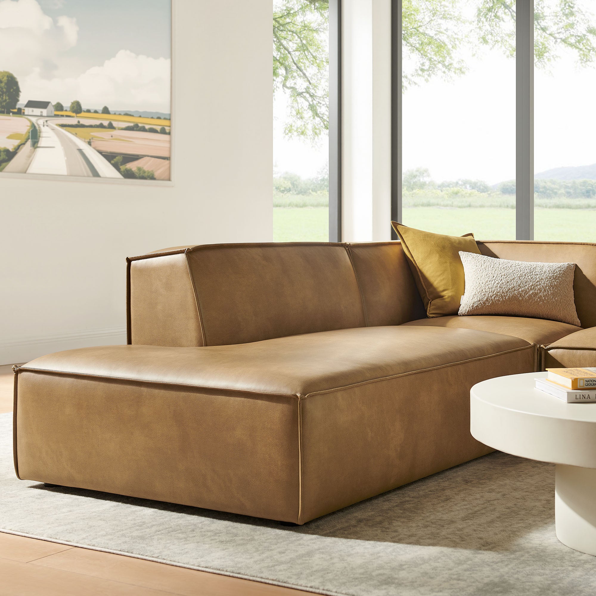 Modway EEI-7420 Restore 3-Piece Vegan Leather Modular L-Shaped Sectional Sofa
