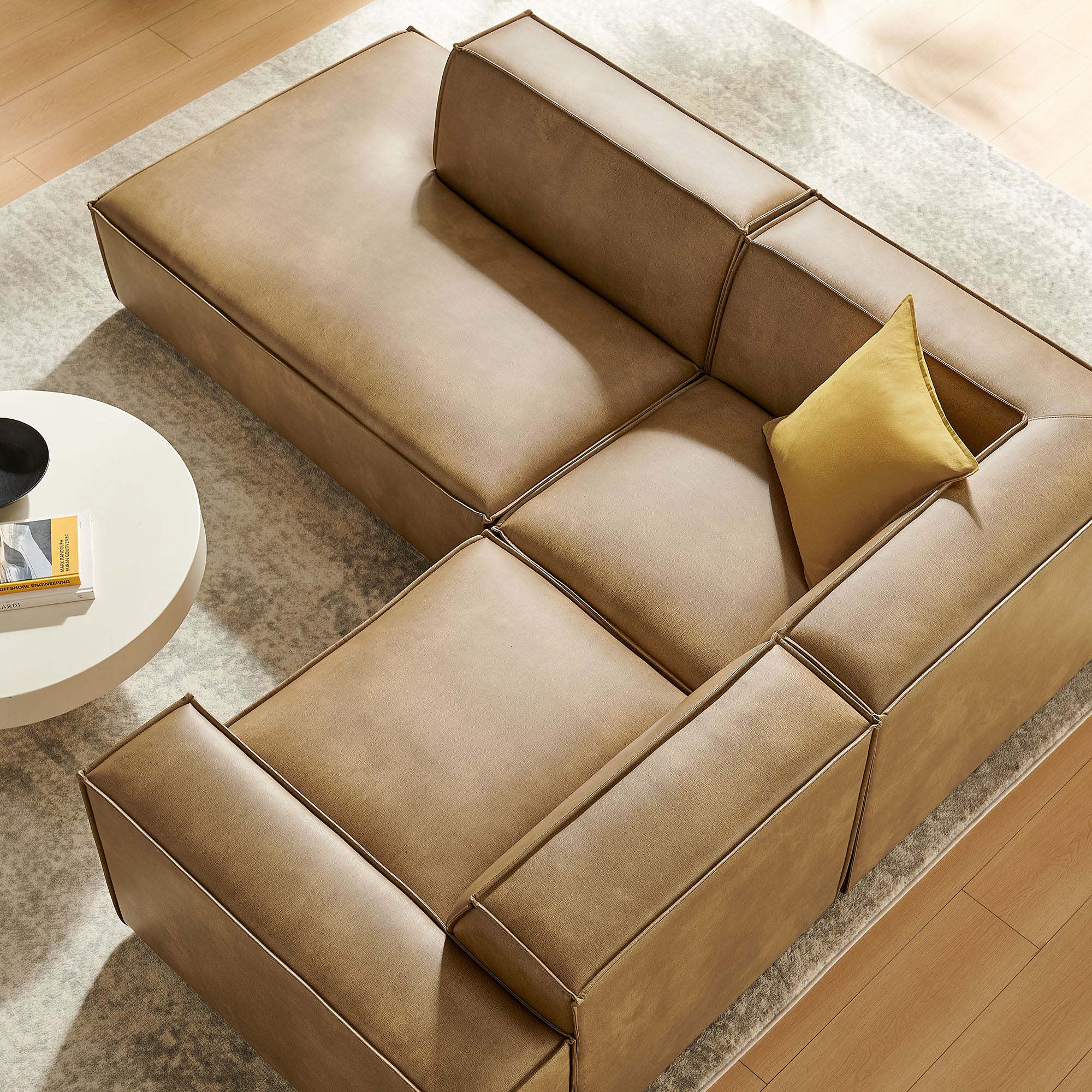 Modway EEI-7420 Restore 3-Piece Vegan Leather Modular L-Shaped Sectional Sofa