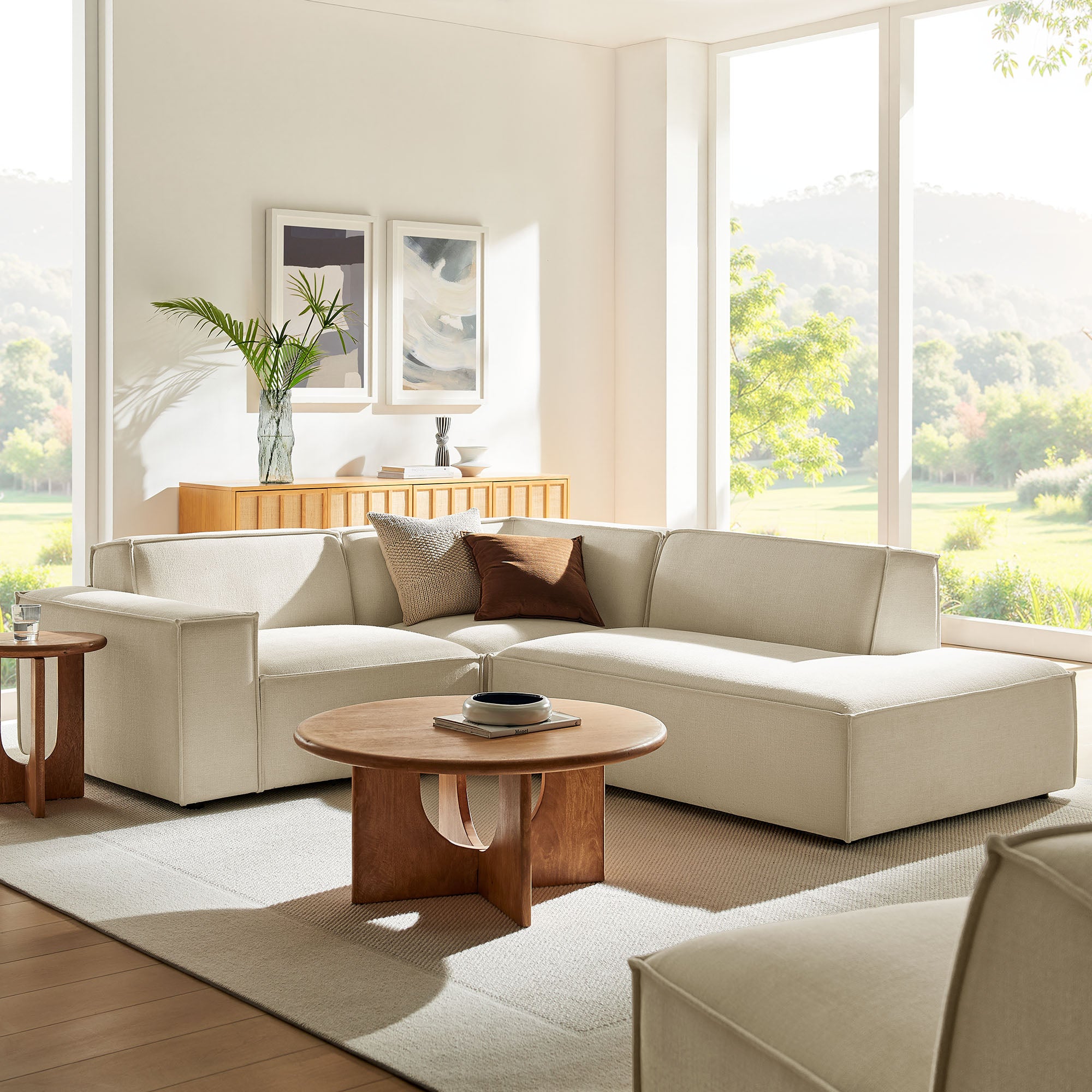 Modway EEI-7421 Restore 3-Piece Performance Fabric Upholstered Modular L-Shaped Sectional Sofa