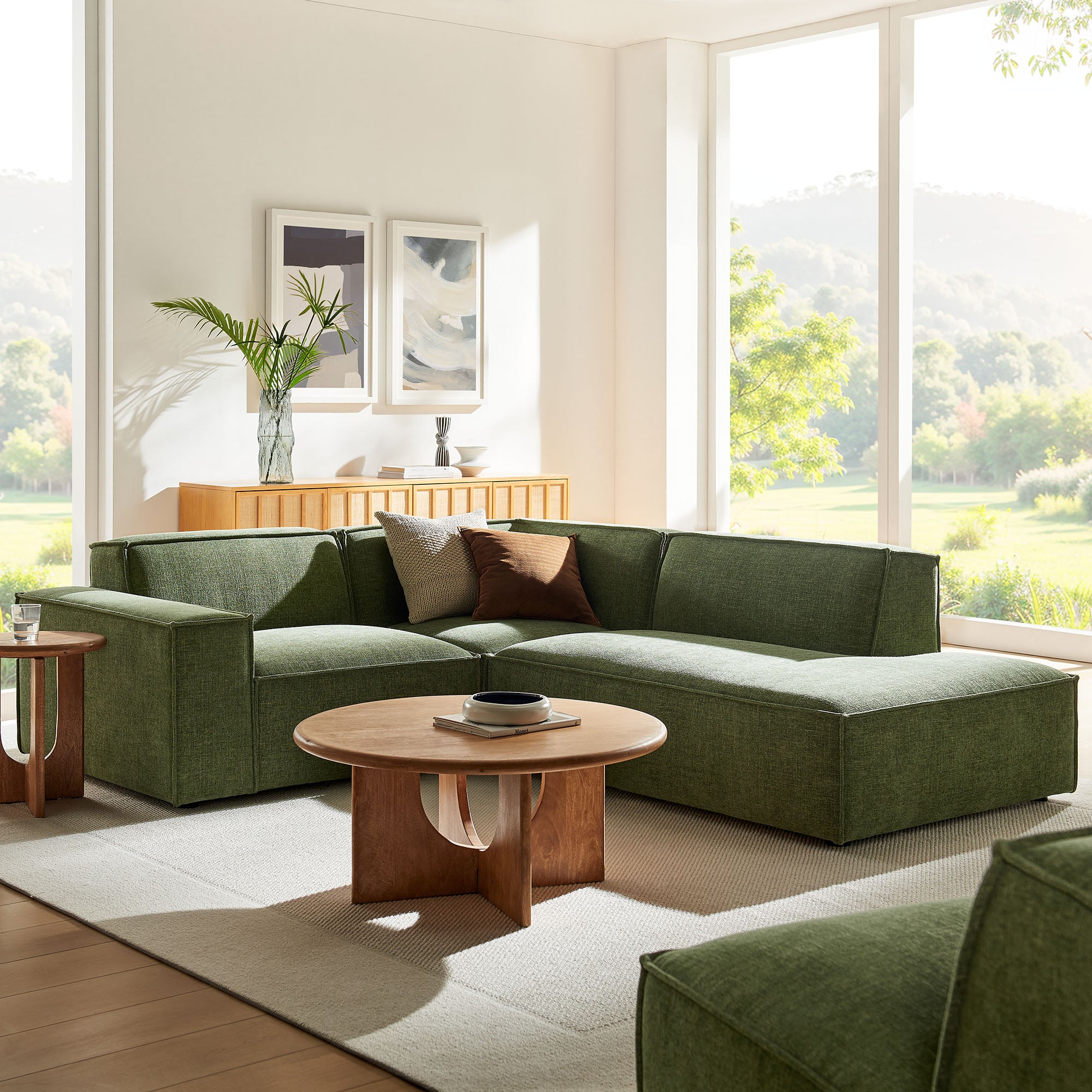 Modway EEI-7421 Restore 3-Piece Performance Fabric Upholstered Modular L-Shaped Sectional Sofa