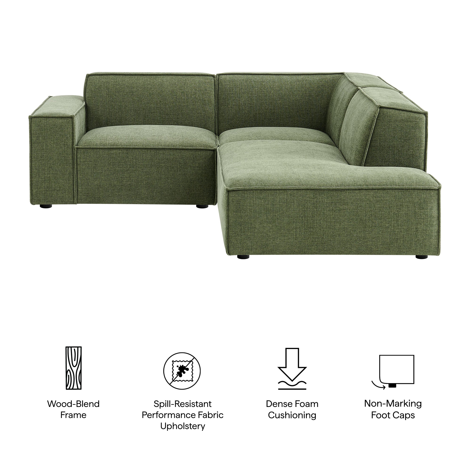 Modway EEI-7421 Restore 3-Piece Performance Fabric Upholstered Modular L-Shaped Sectional Sofa