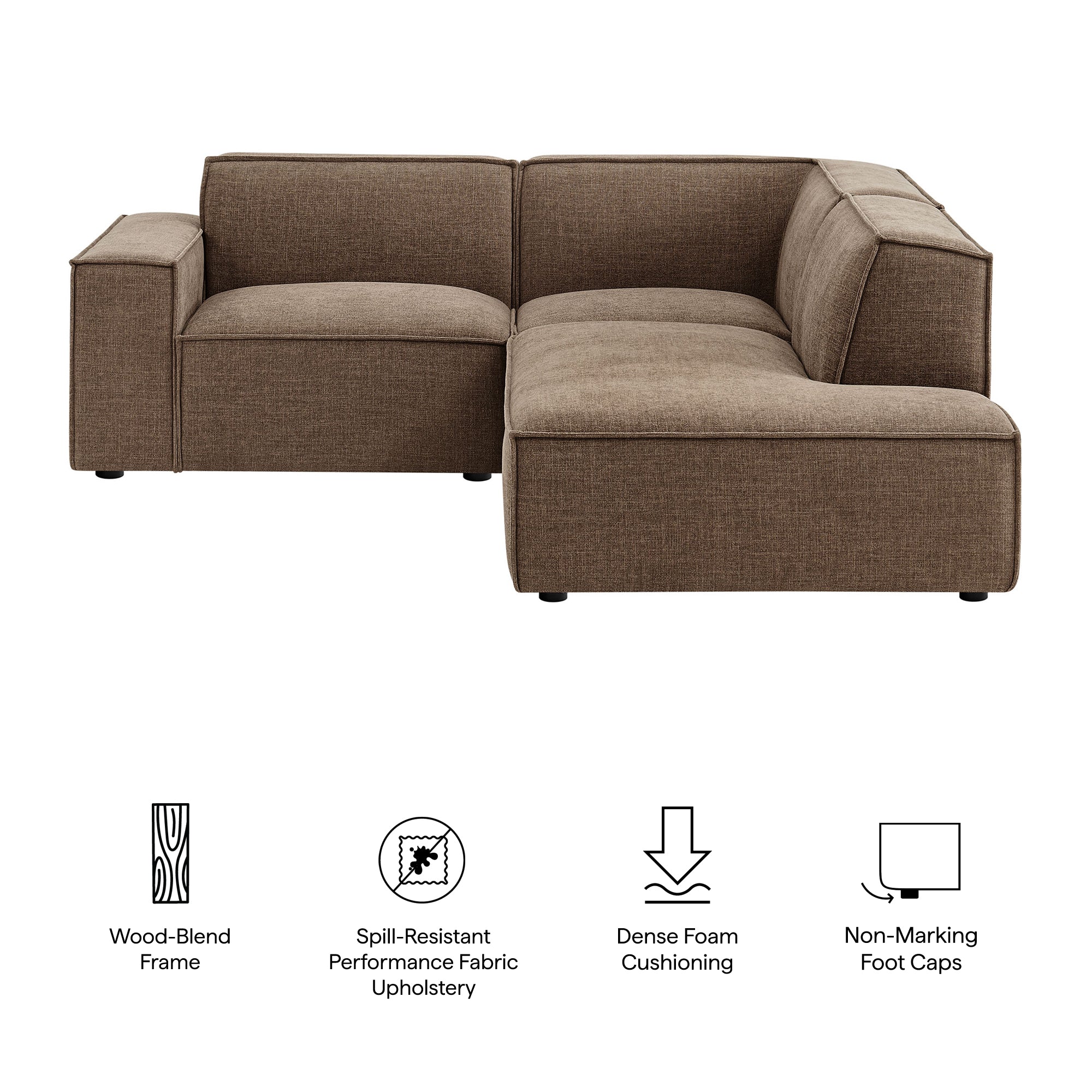 Modway EEI-7421 Restore 3-Piece Performance Fabric Upholstered Modular L-Shaped Sectional Sofa