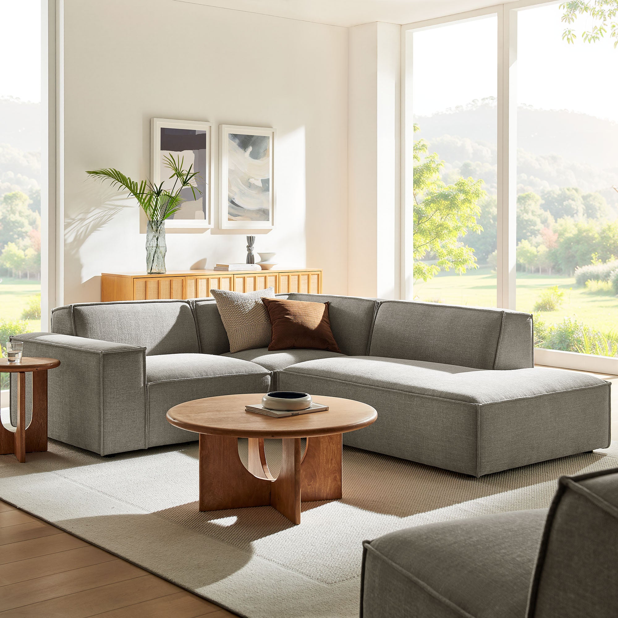 Modway EEI-7421 Restore 3-Piece Performance Fabric Upholstered Modular L-Shaped Sectional Sofa