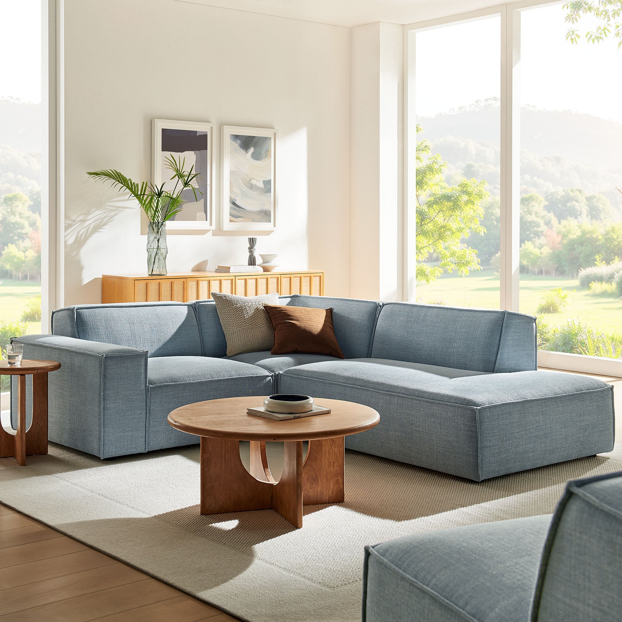 Modway EEI-7421 Restore 3-Piece Performance Fabric Upholstered Modular L-Shaped Sectional Sofa