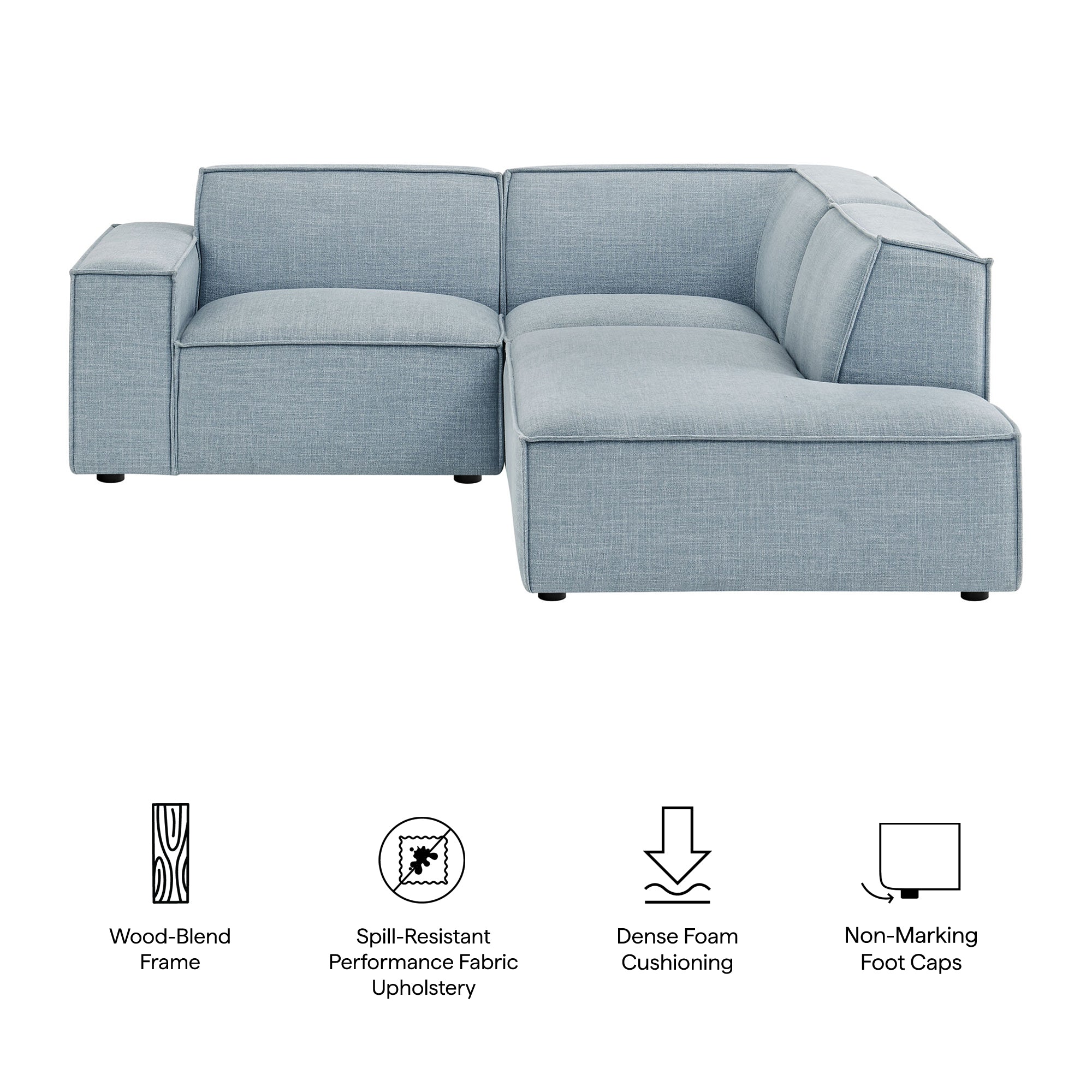 Modway EEI-7421 Restore 3-Piece Performance Fabric Upholstered Modular L-Shaped Sectional Sofa