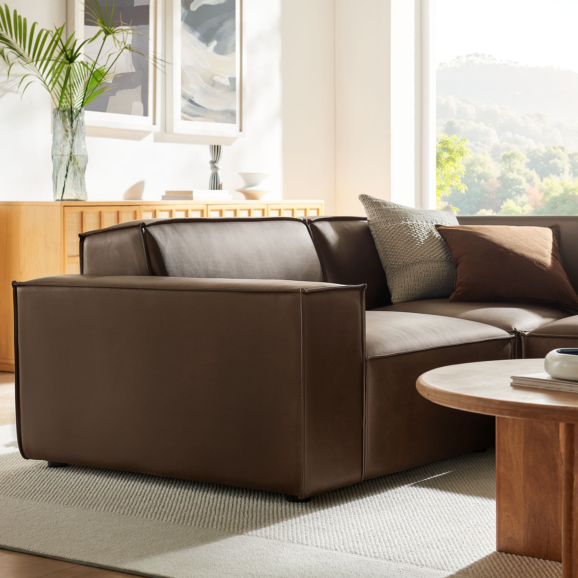 Modway EEI-7422 Restore 3-Piece Vegan Leather Modular L-Shaped Sectional Sofa