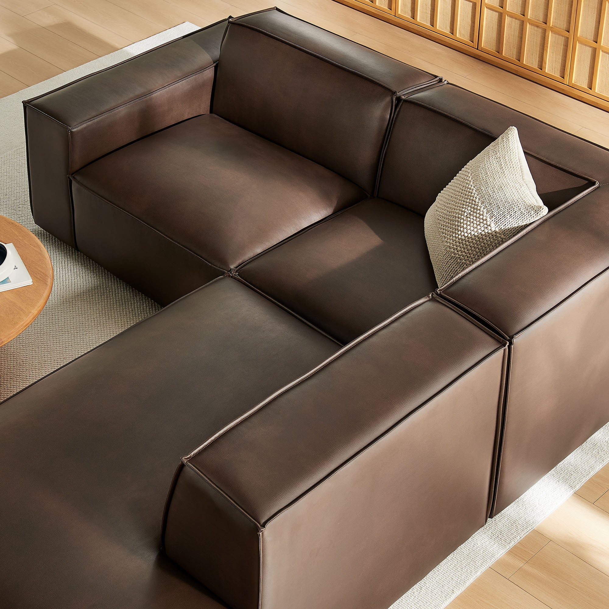 Modway EEI-7422 Restore 3-Piece Vegan Leather Modular L-Shaped Sectional Sofa