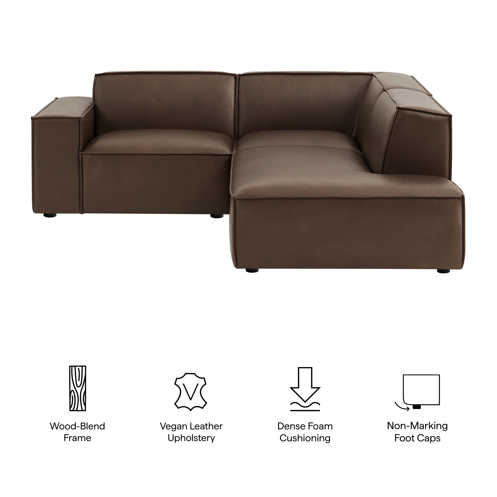 Modway EEI-7422 Restore 3-Piece Vegan Leather Modular L-Shaped Sectional Sofa