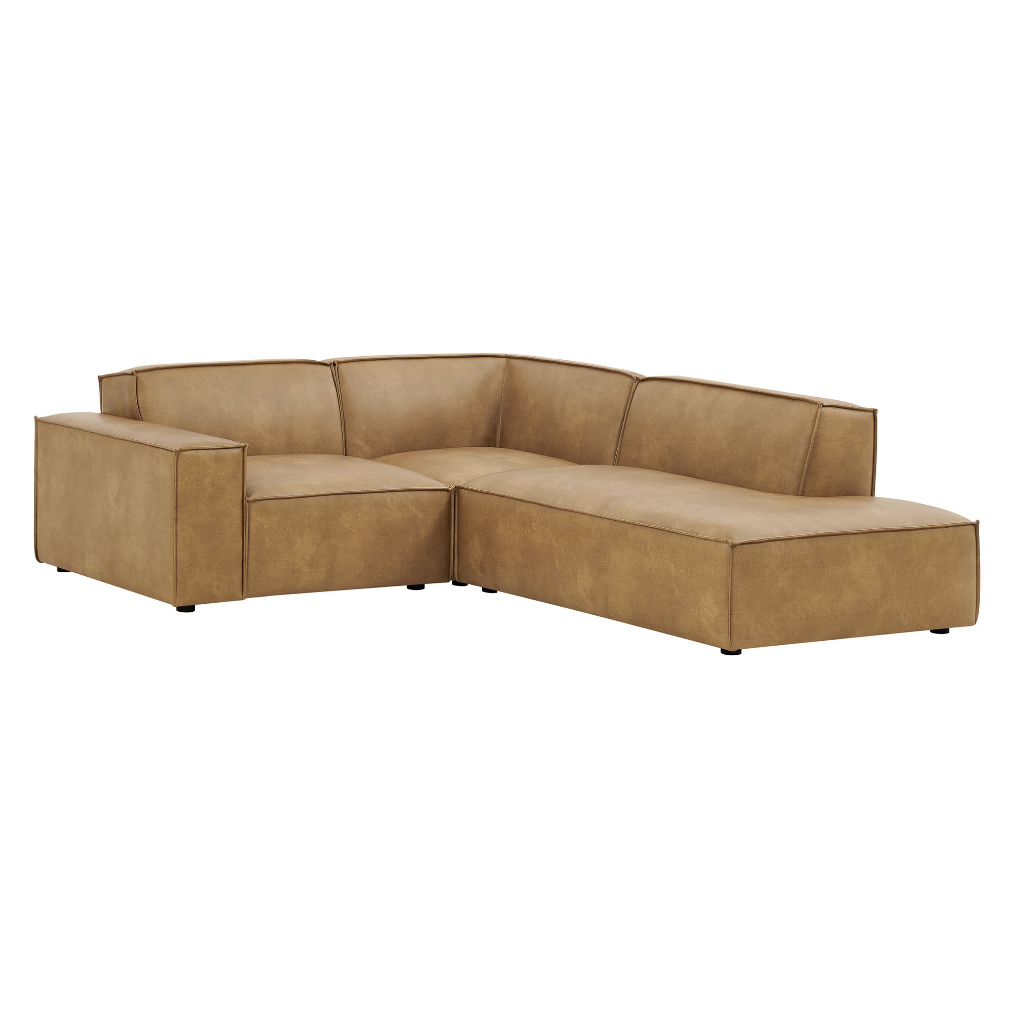 Modway EEI-7422 Restore 3-Piece Vegan Leather Modular L-Shaped Sectional Sofa