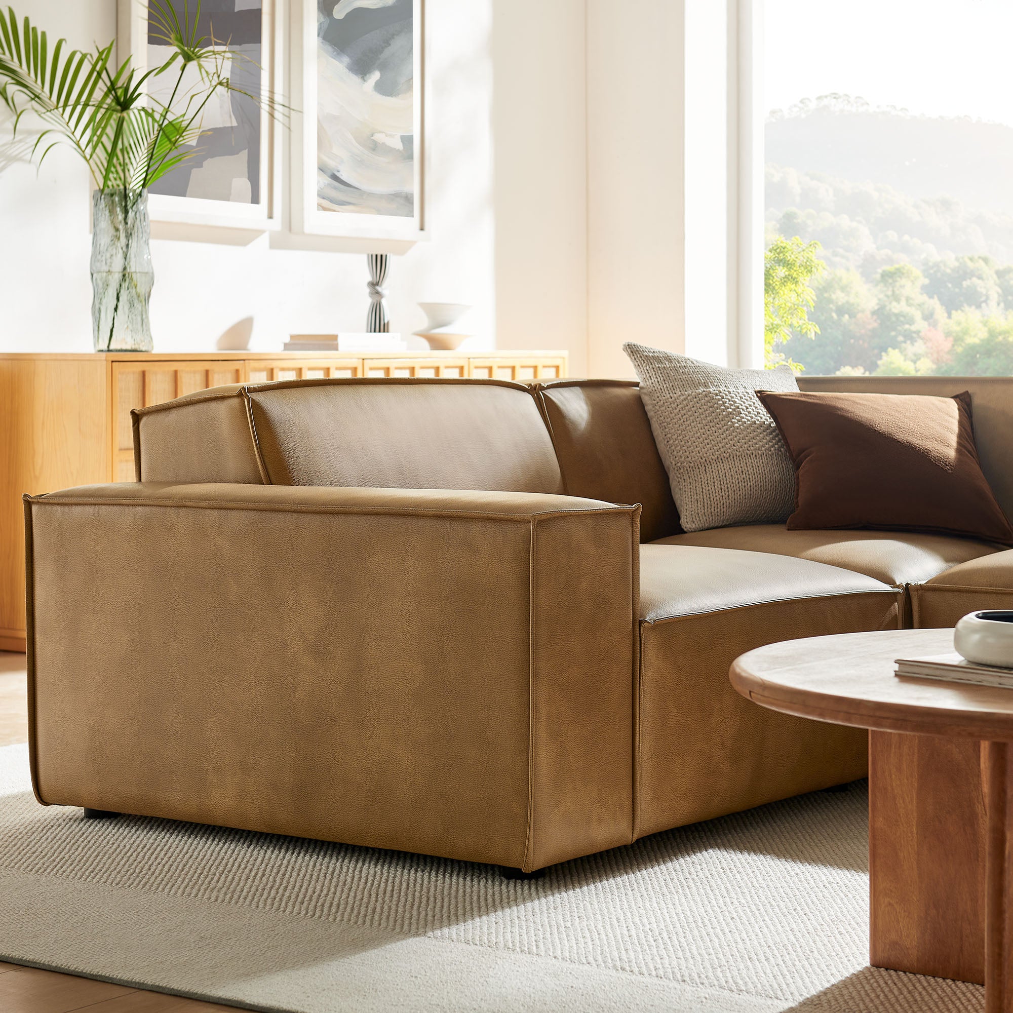Modway EEI-7422 Restore 3-Piece Vegan Leather Modular L-Shaped Sectional Sofa