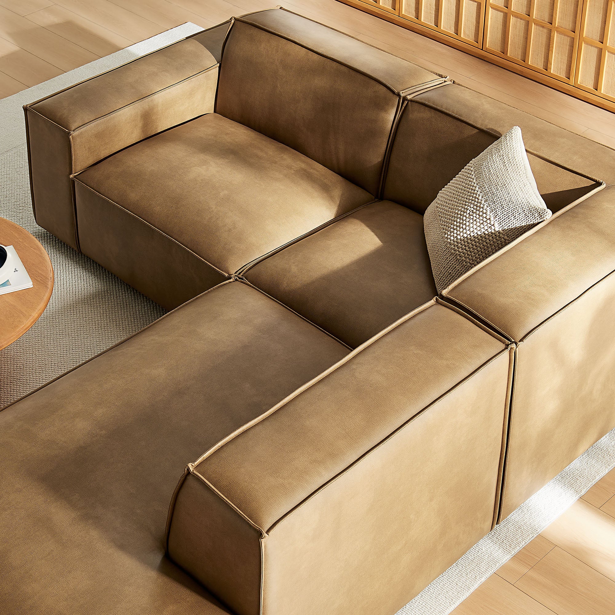 Modway EEI-7422 Restore 3-Piece Vegan Leather Modular L-Shaped Sectional Sofa