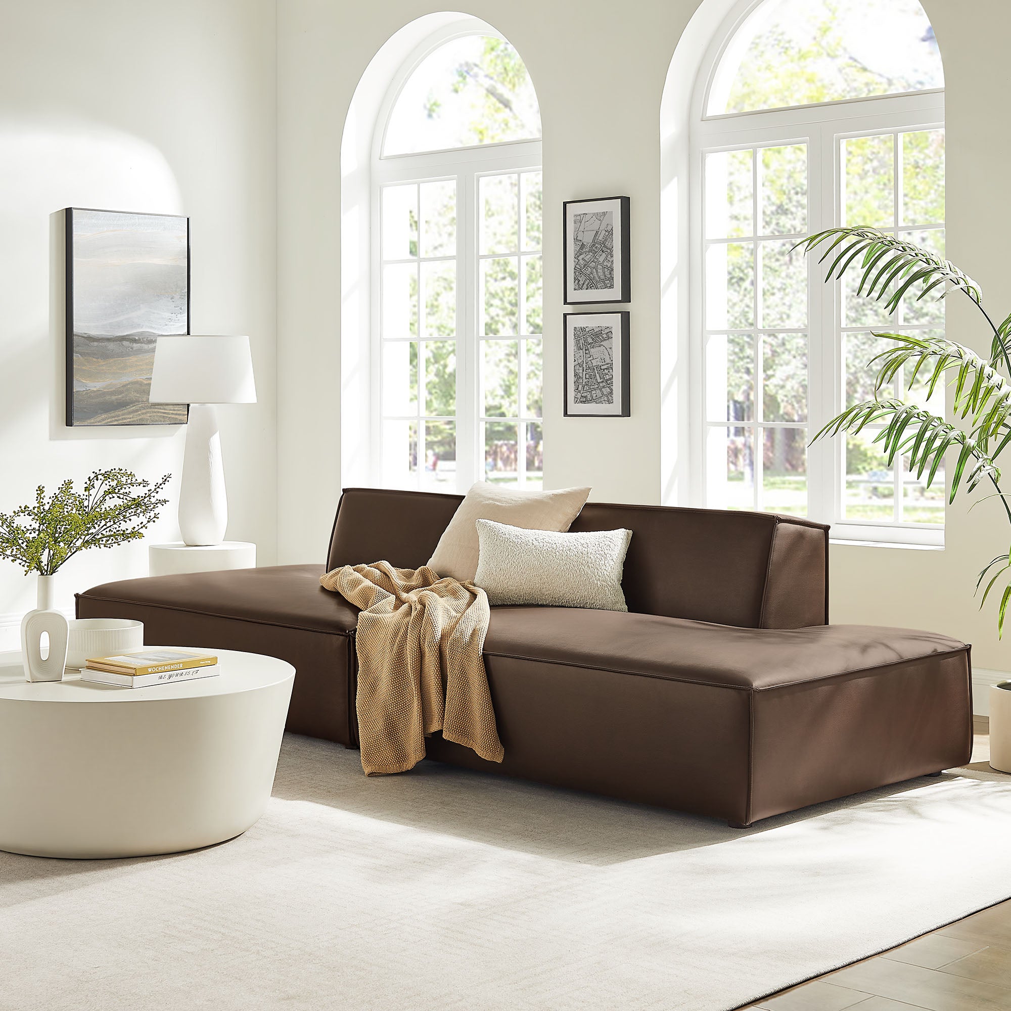 Modway EEI-7424 Restore 2-Piece Vegan Leather Modular Loveseat