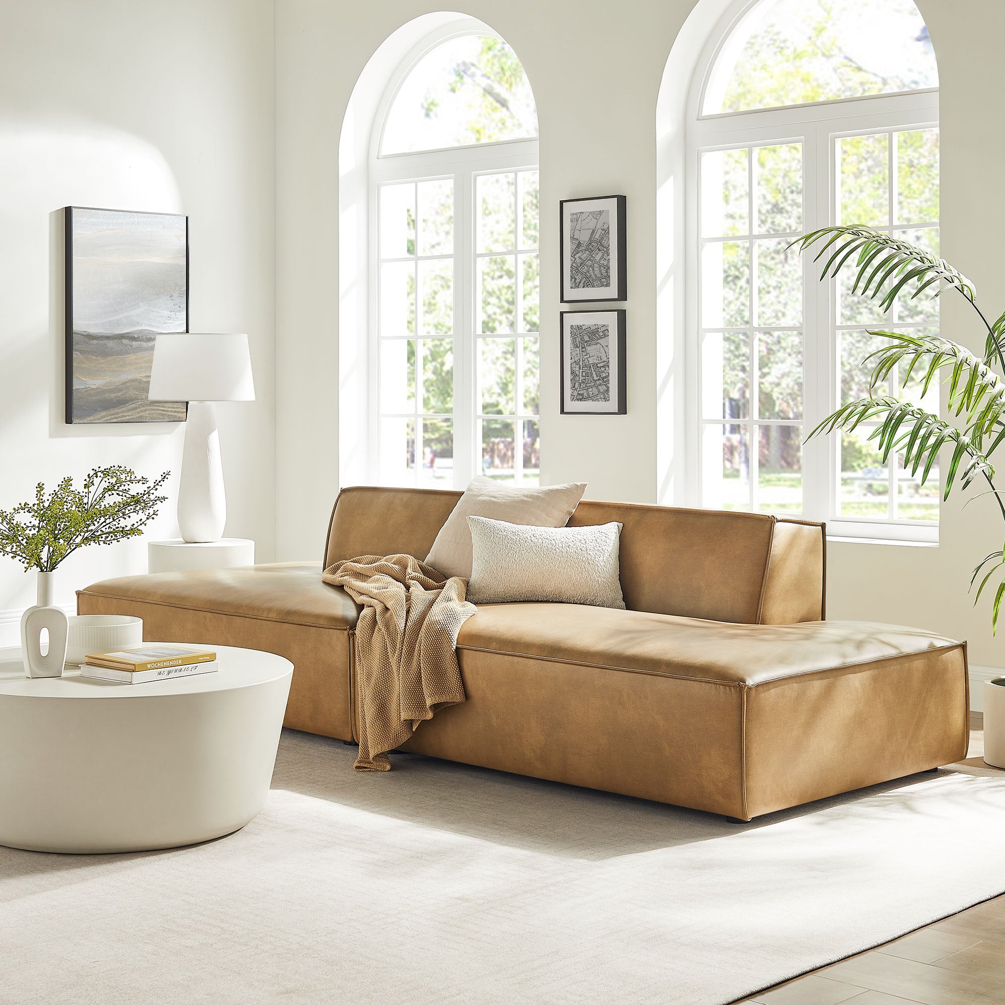 Modway EEI-7424 Restore 2-Piece Vegan Leather Modular Loveseat