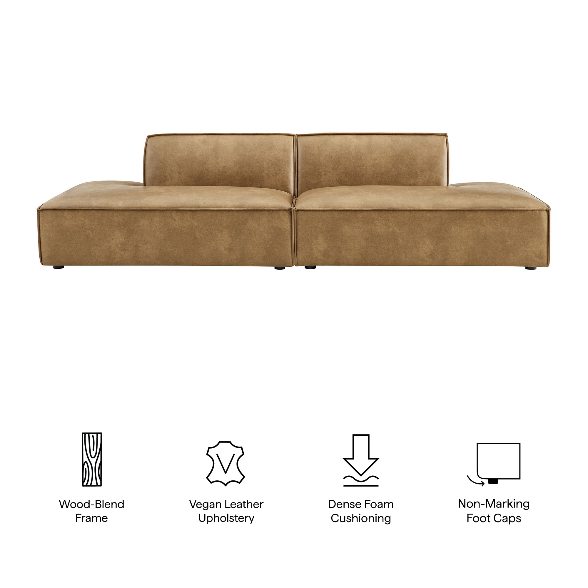 Modway EEI-7424 Restore 2-Piece Vegan Leather Modular Loveseat