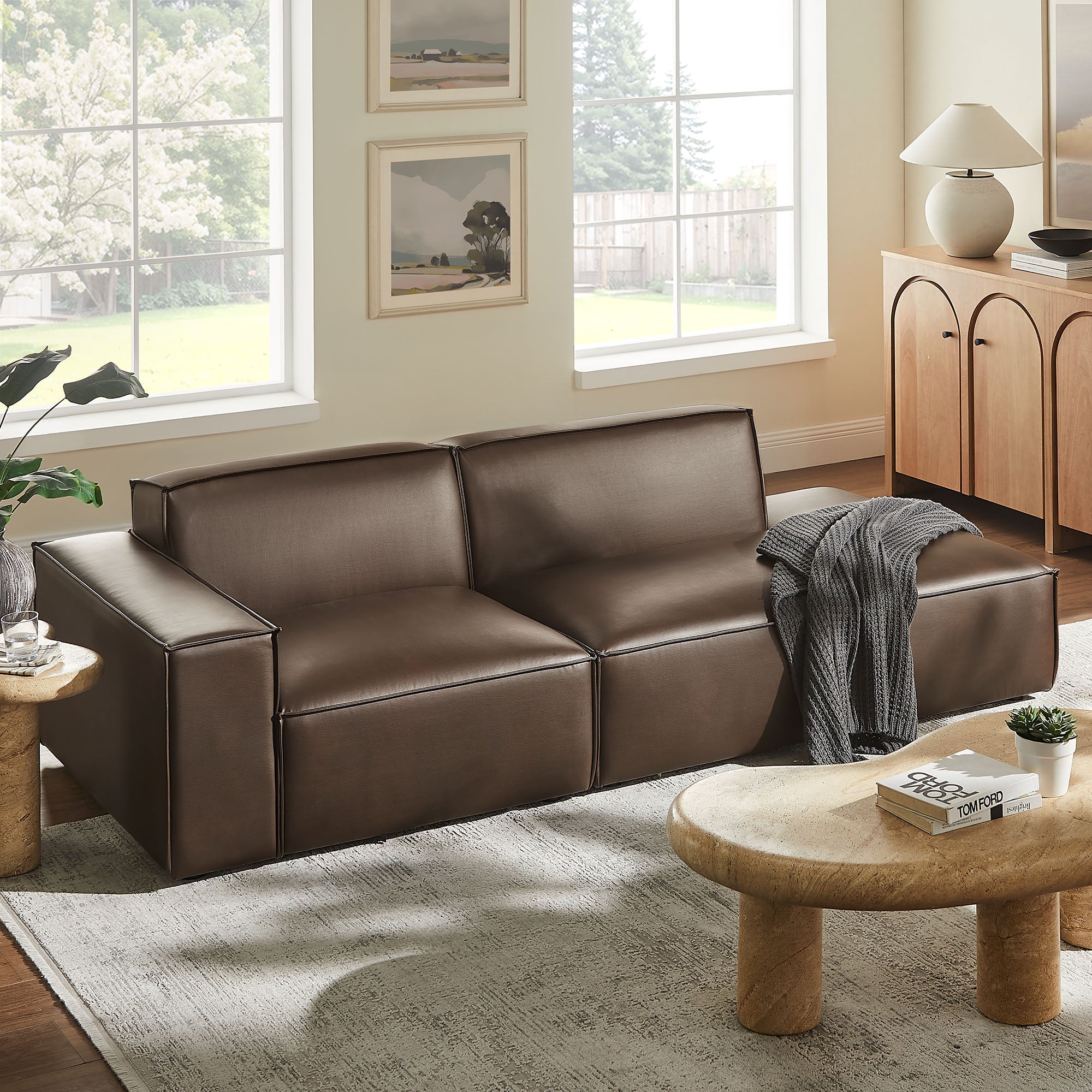 Modway EEI-7426 Restore 2-Piece Vegan Leather Modular Loveseat