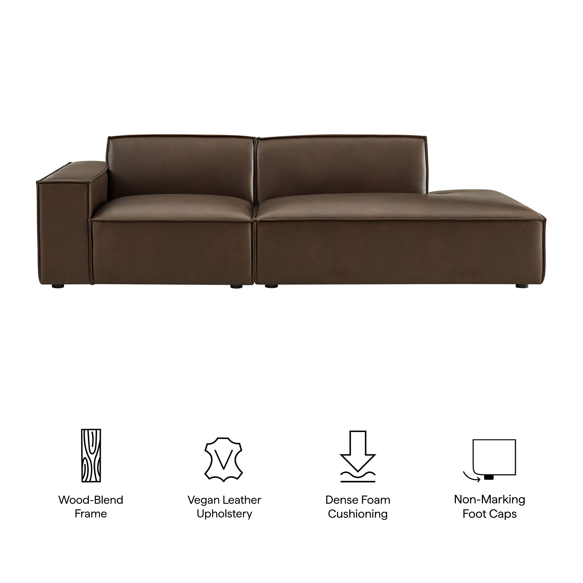 Modway EEI-7426 Restore 2-Piece Vegan Leather Modular Loveseat