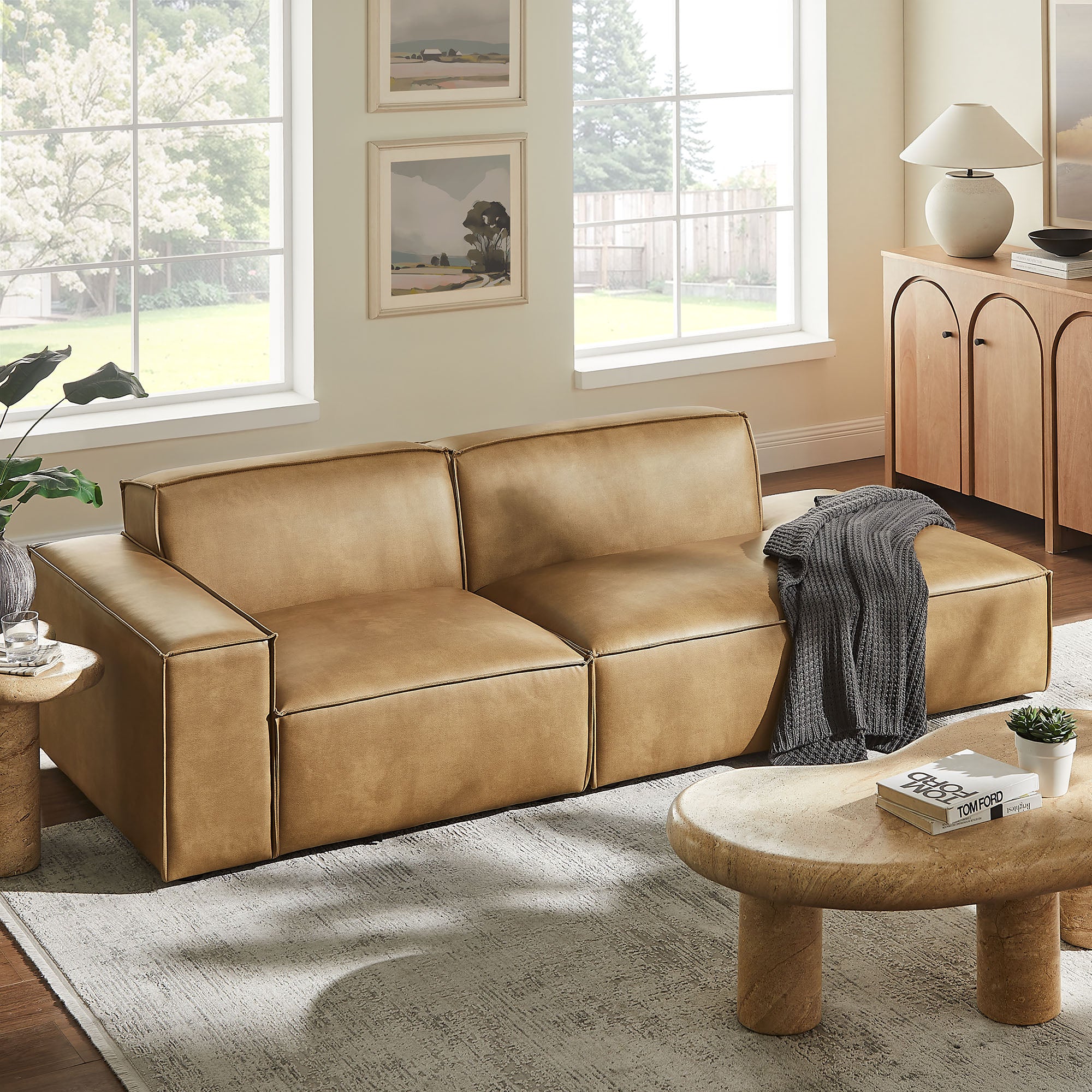 Modway EEI-7426 Restore 2-Piece Vegan Leather Modular Loveseat