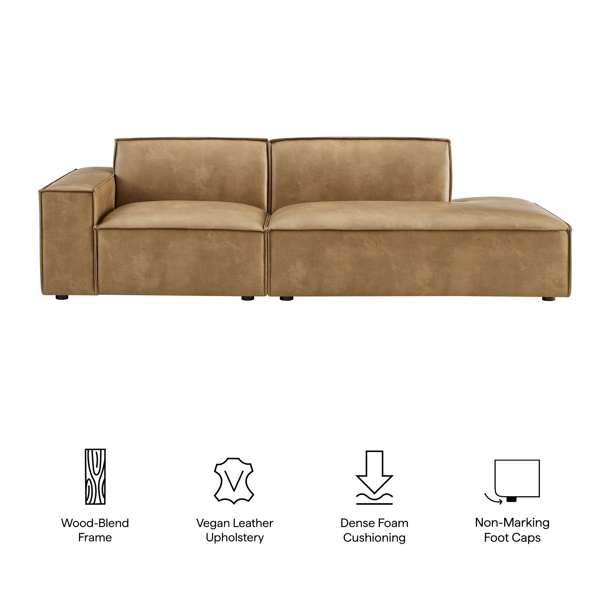 Modway EEI-7426 Restore 2-Piece Vegan Leather Modular Loveseat
