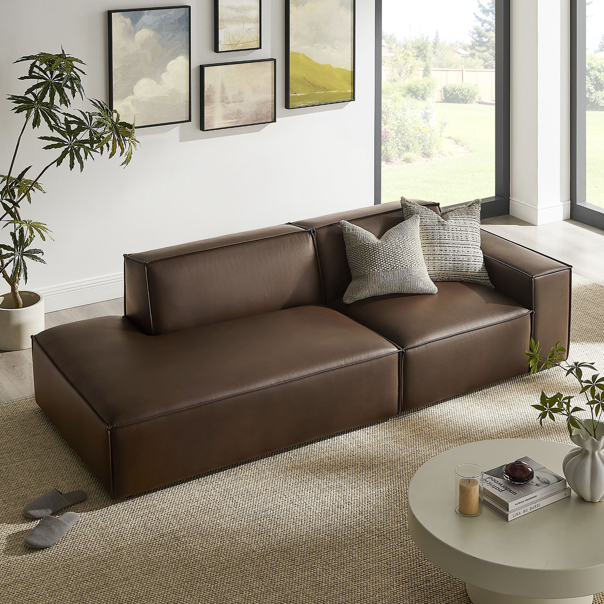 Modway EEI-7428 Restore 2-Piece Vegan Leather Modular Loveseat