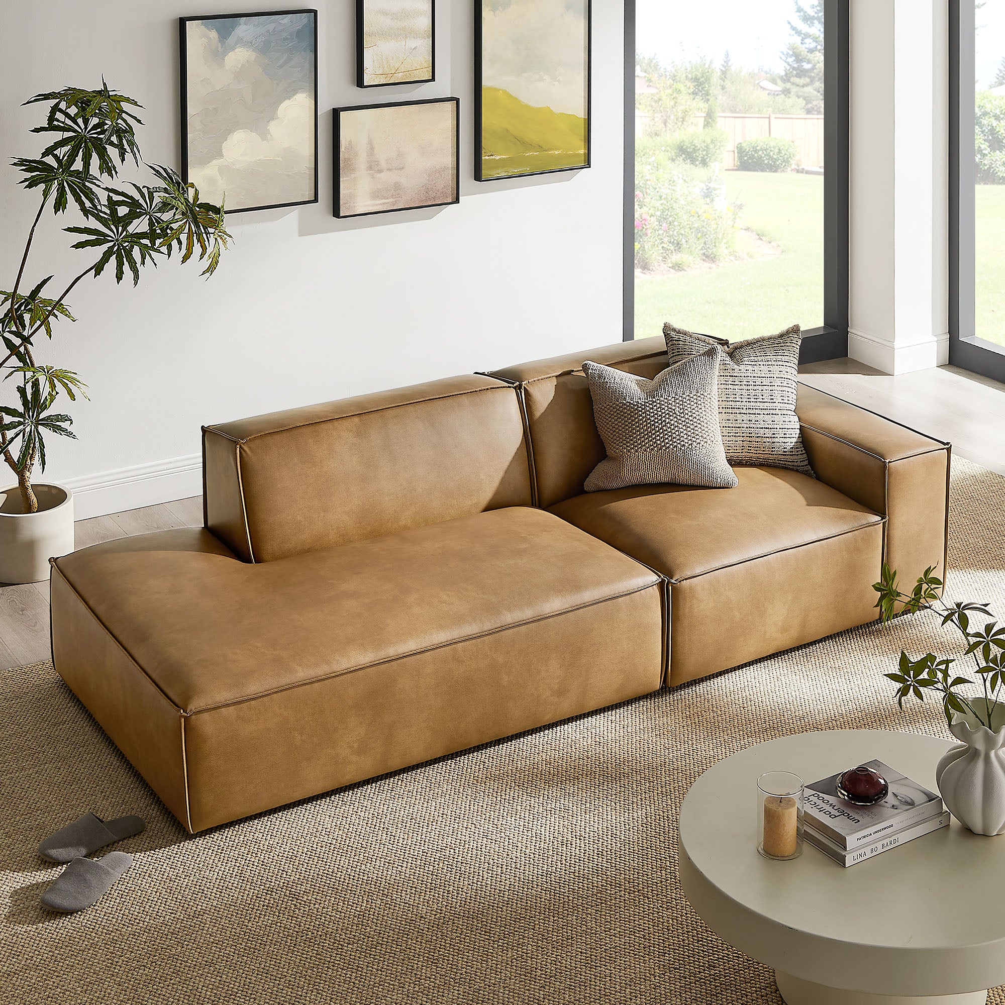 Modway EEI-7428 Restore 2-Piece Vegan Leather Modular Loveseat